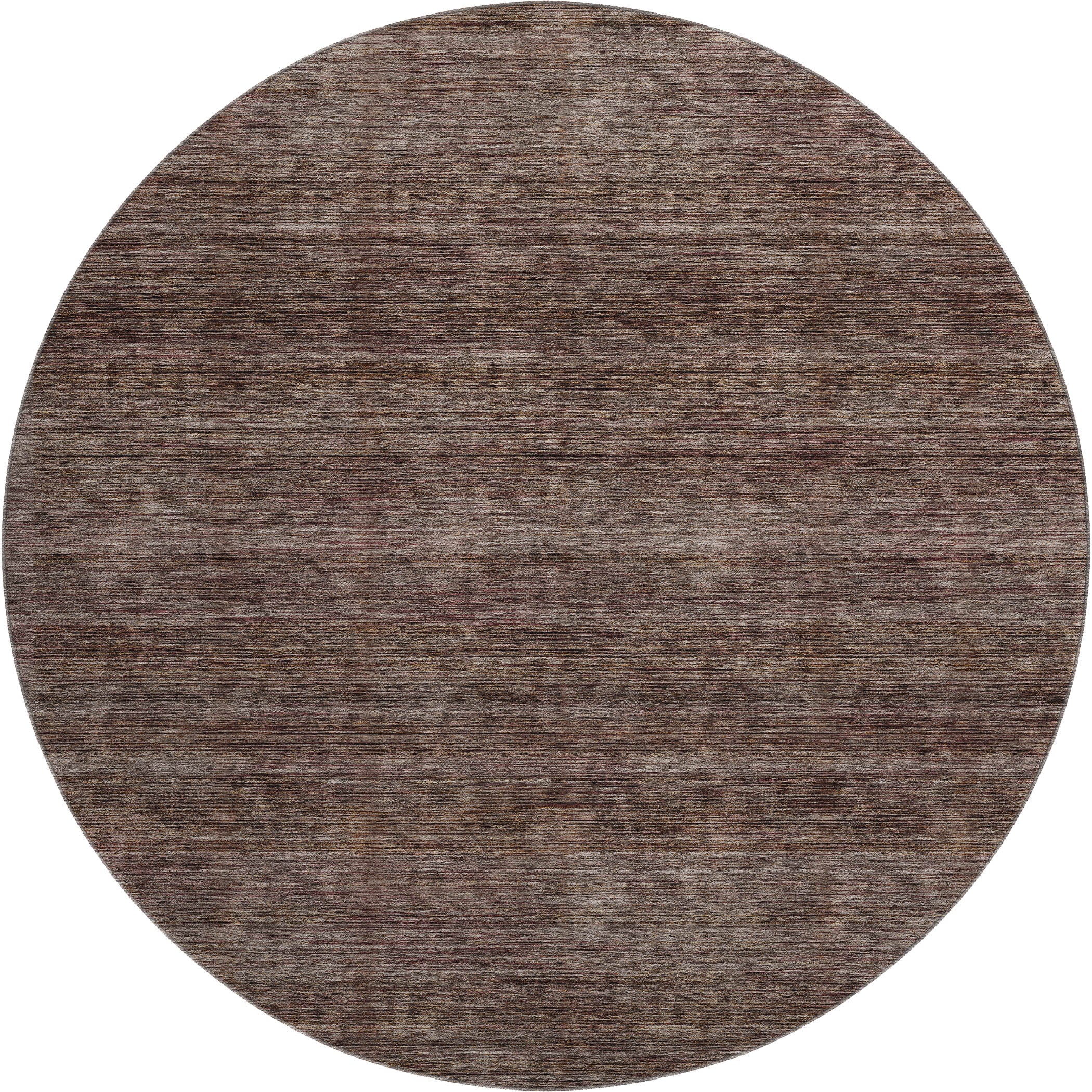 Luxury Washable Indoor/Outdoor Transitional SE1 Fudge Brown Rug 8' x 8' #shape_Round