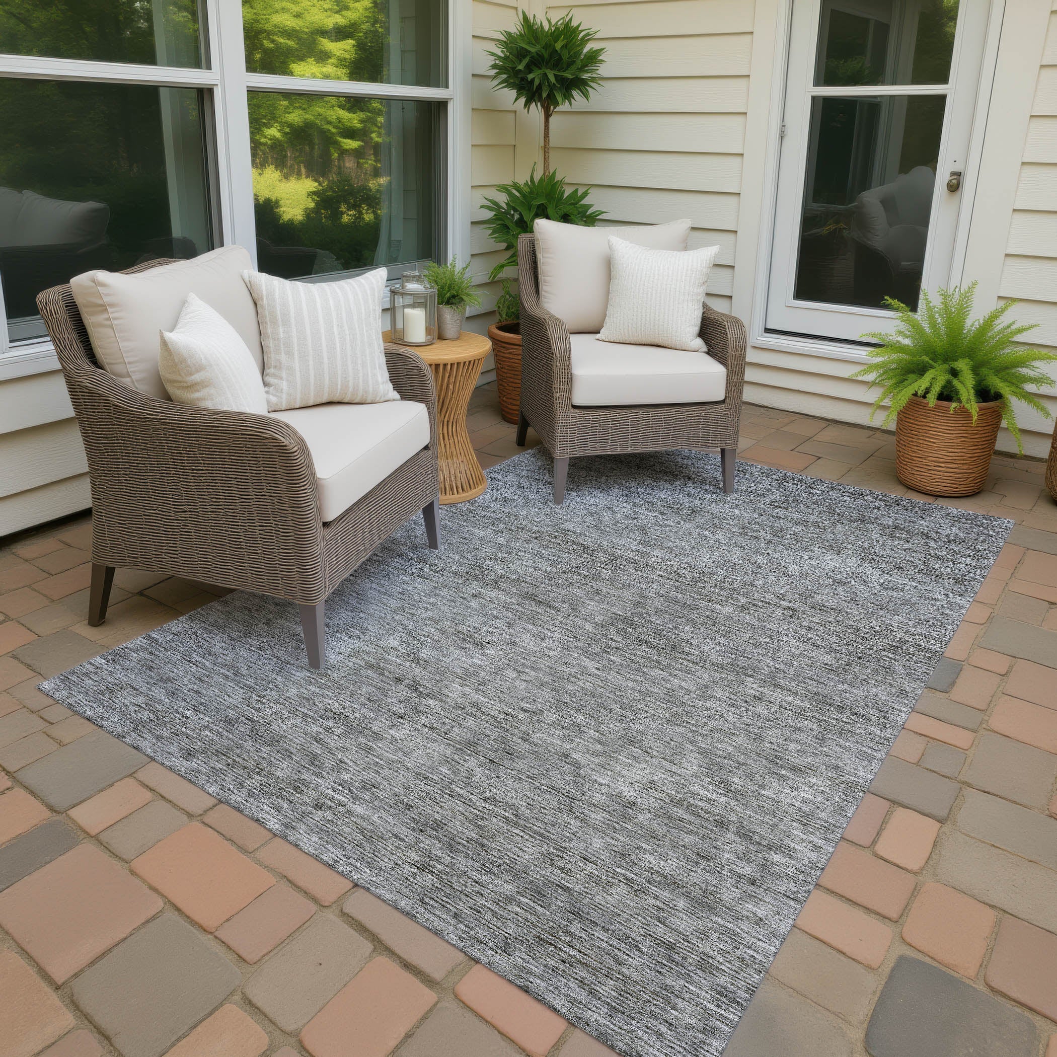 Luxury Washable Indoor/Outdoor Transitional SE1 Gray Rug 1'8" x 2'6" #shape_Rectangle