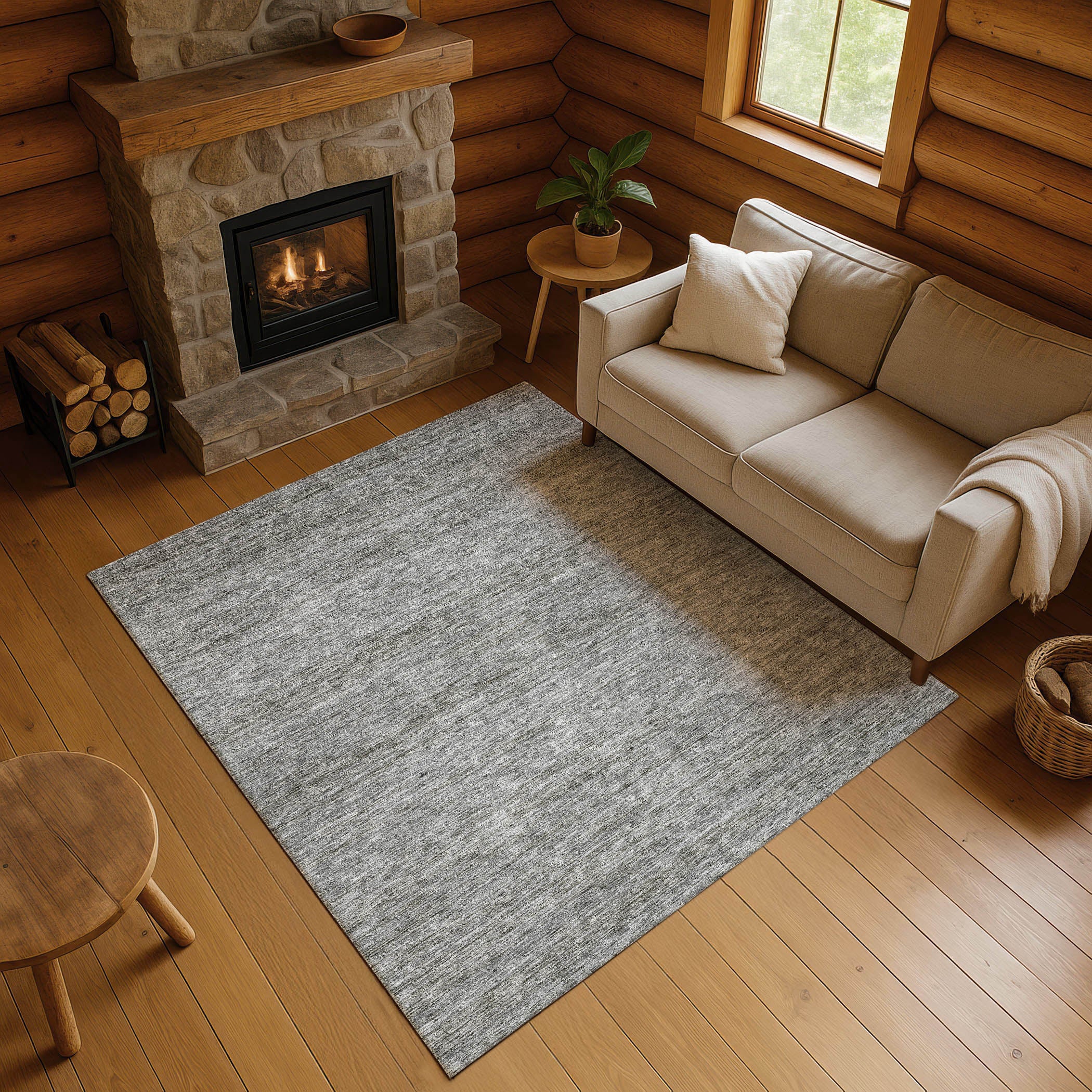 Luxury Washable Indoor/Outdoor Transitional SE1 Gray Rug 2'6" x 3'10" #shape_Rectangle
