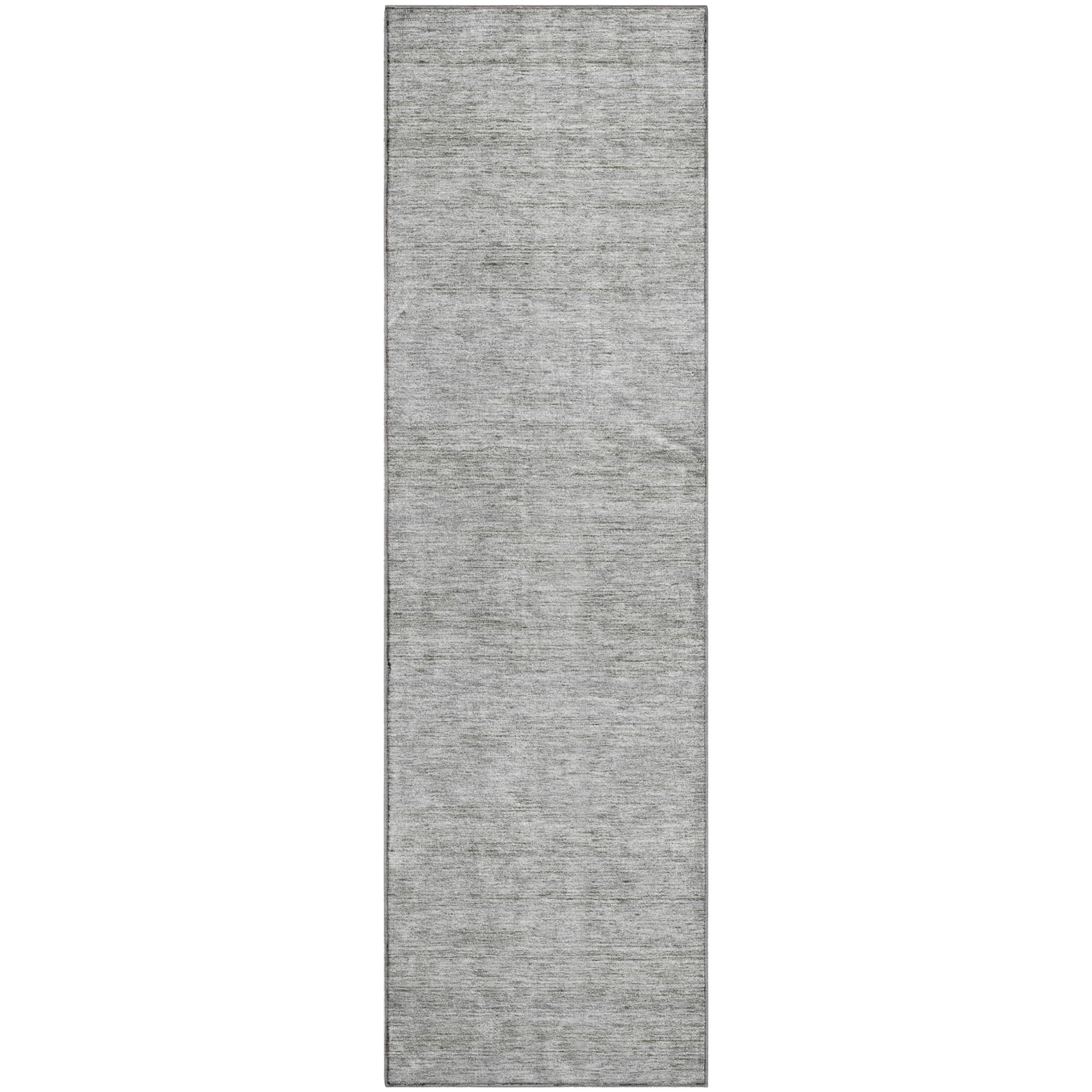 Luxury Washable Indoor/Outdoor Transitional SE1 Silver Gray Rug 2'3" x 7'6" #shape_Runner