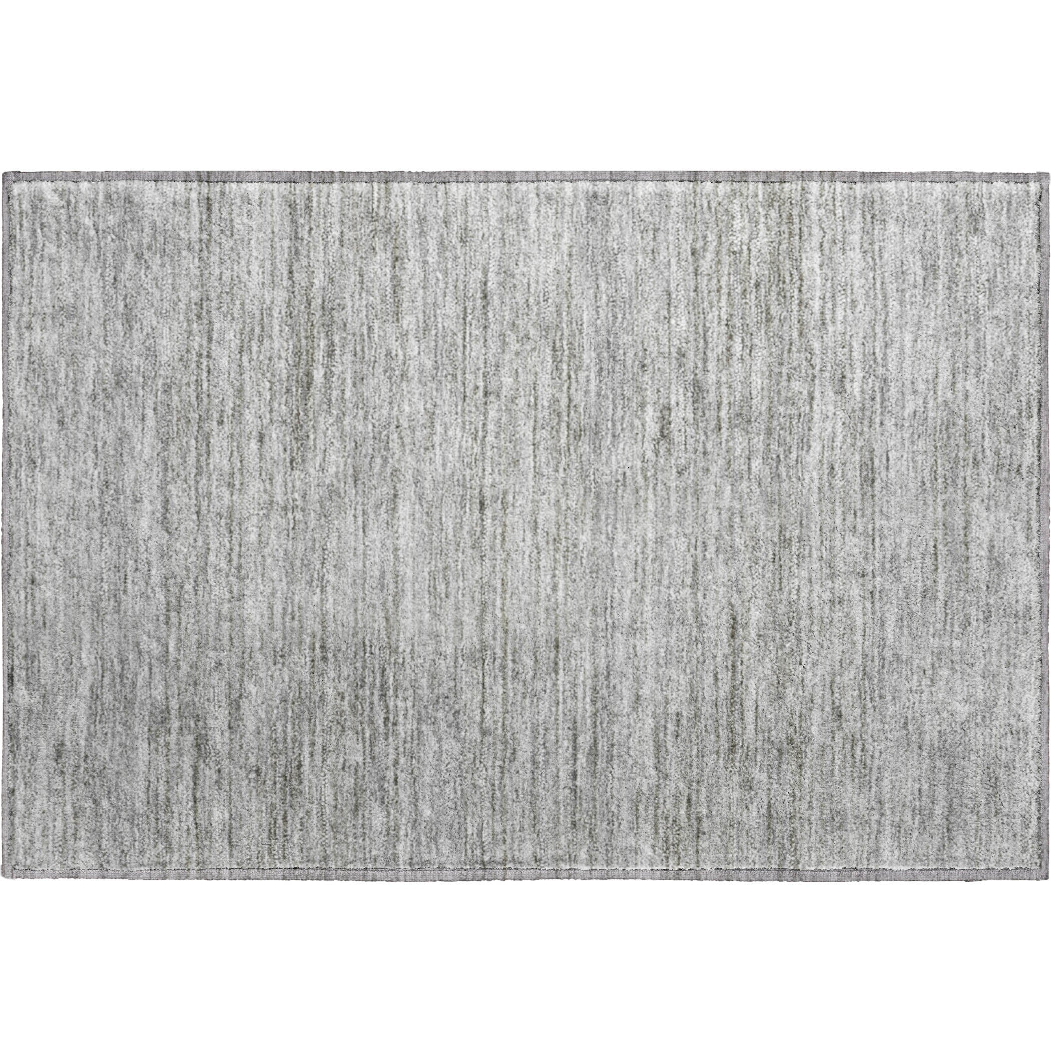 Luxury Washable Indoor/Outdoor Transitional SE1 Silver Gray Rug 1'8" x 2'6" #shape_Rectangle
