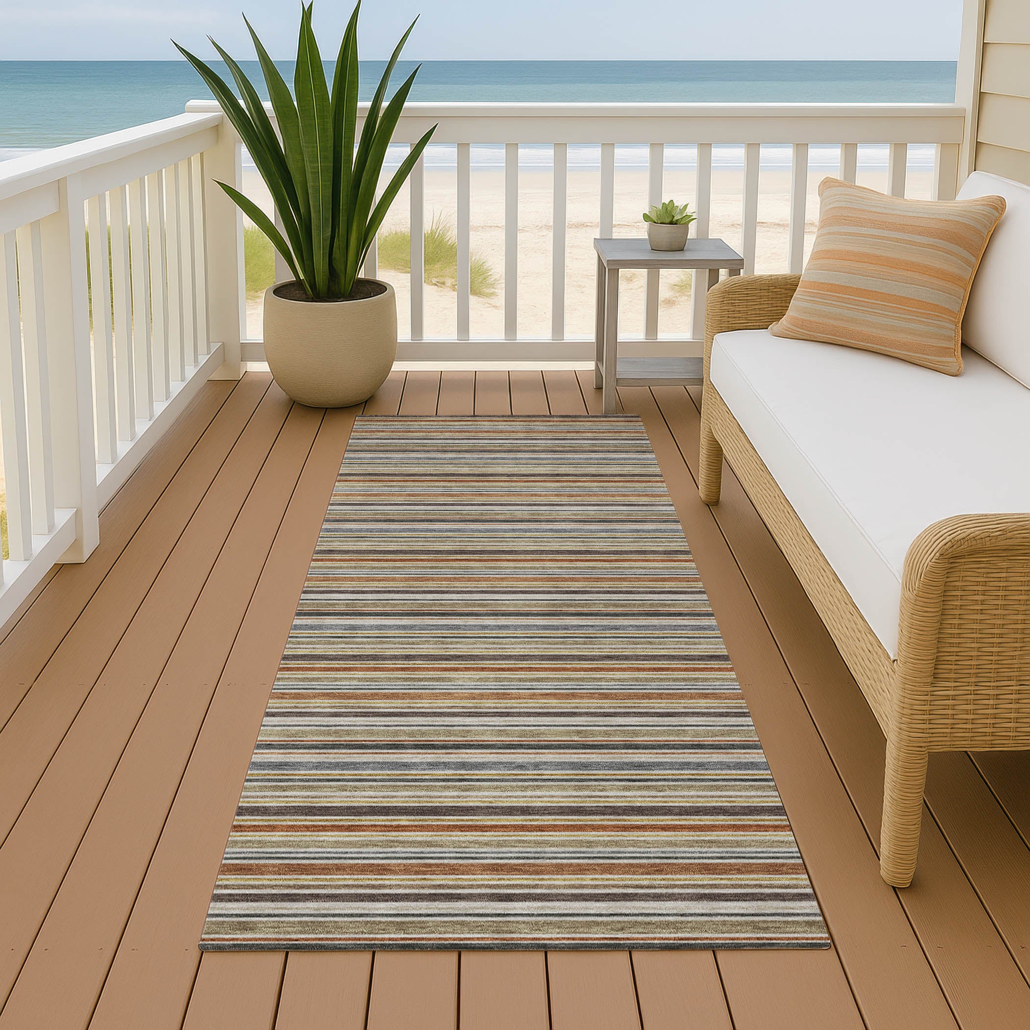 Luxury Washable Indoor/Outdoor Transitional SE2 Earth Multi Rug 2'3" x 7'6" #shape_Runner