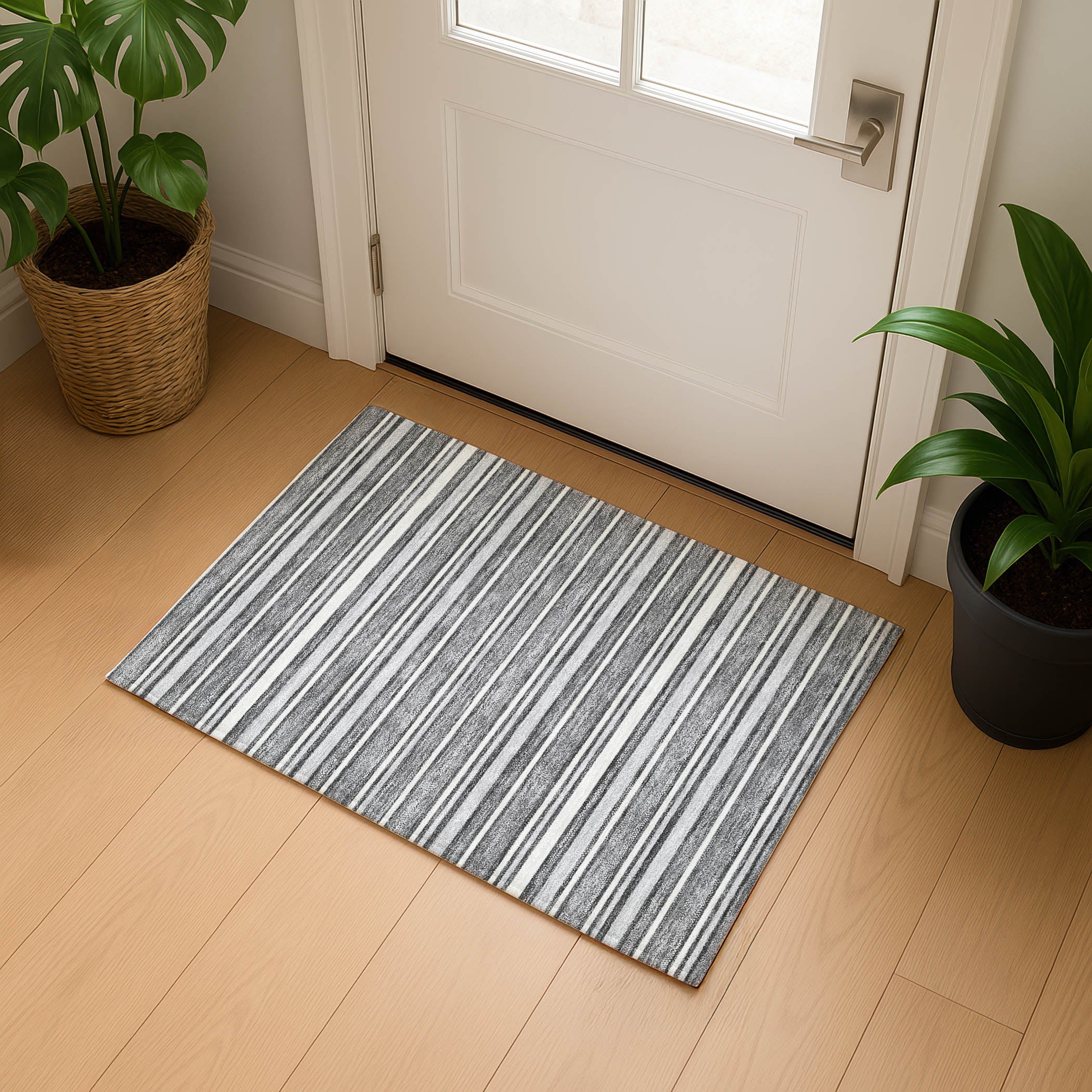 Luxury Washable Indoor/Outdoor Transitional SE2 Gray Rug 1'8" x 2'6" #shape_Rectangle