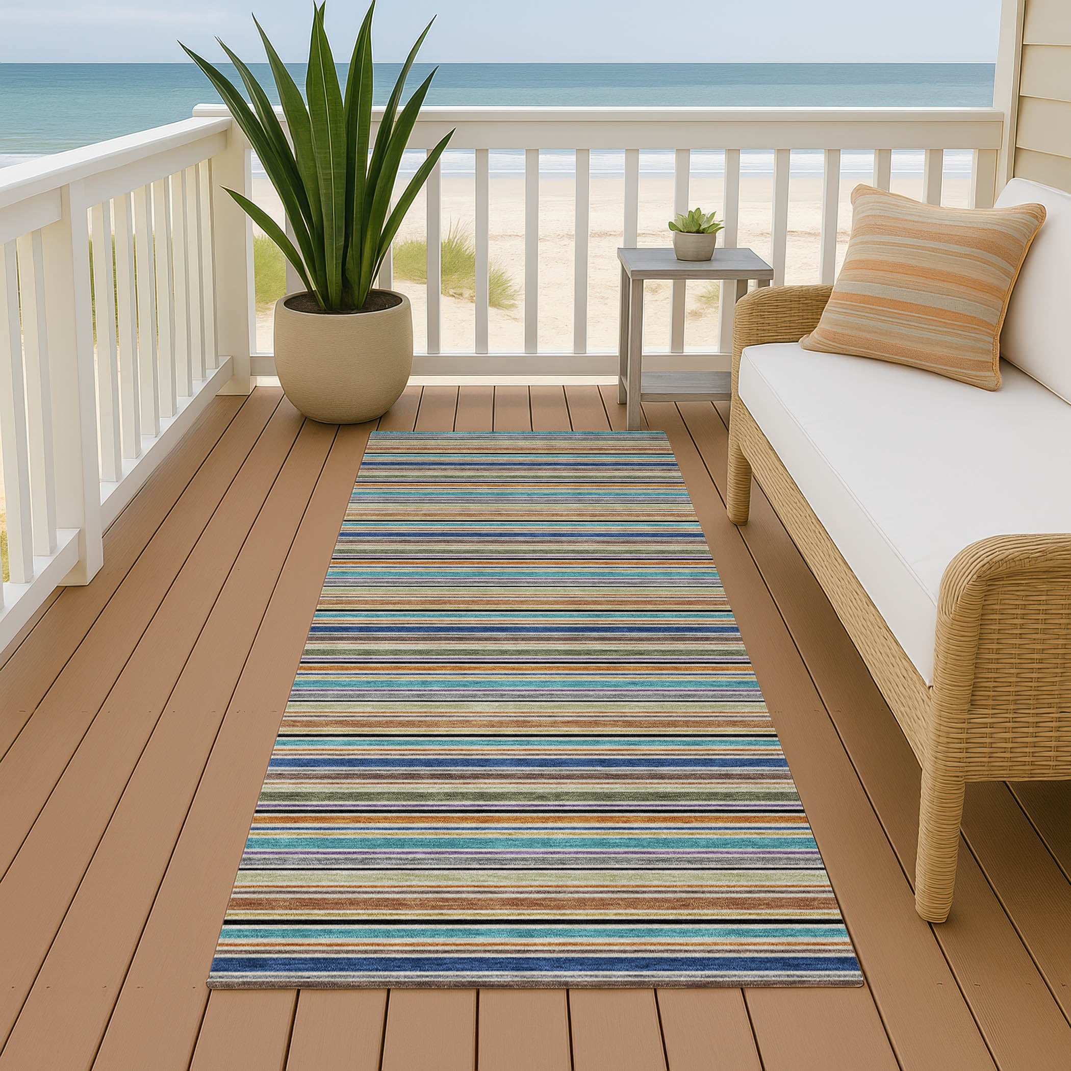 Luxury Washable Indoor/Outdoor Transitional SE2 Jewel Multi Rug 2'3" x 7'6" #shape_Runner