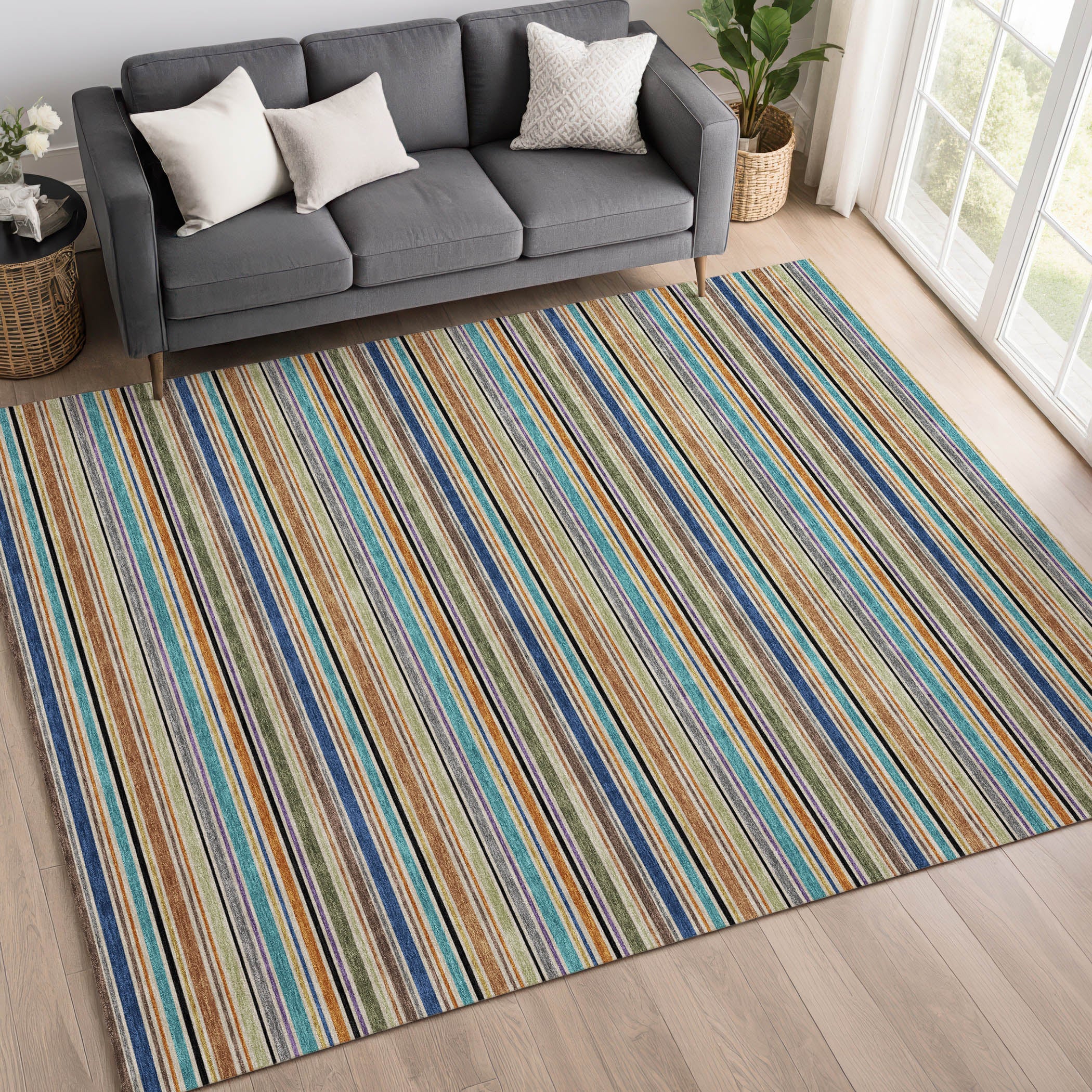 Luxury Washable Indoor/Outdoor Transitional SE2 Jewel Multi Rug 2'6" x 3'10" #shape_Rectangle