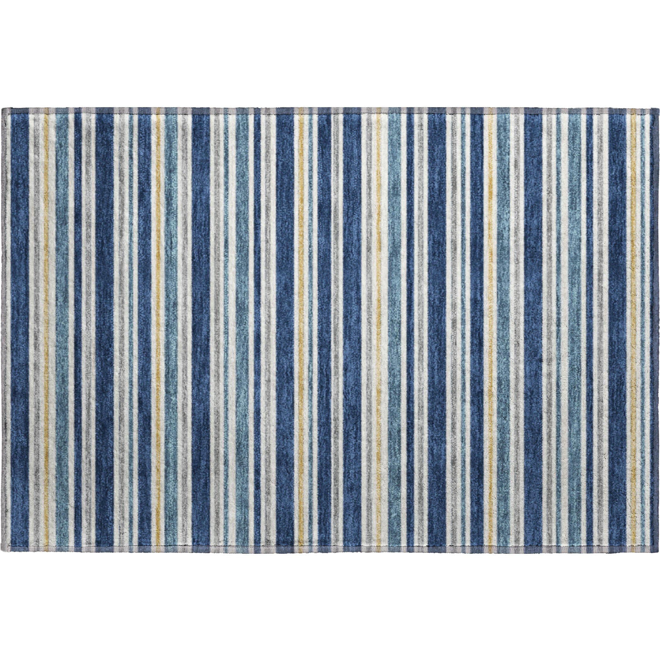 Luxury Washable Indoor/Outdoor Transitional SE2 Navy Blue Rug 1'8" x 2'6" #shape_Rectangle