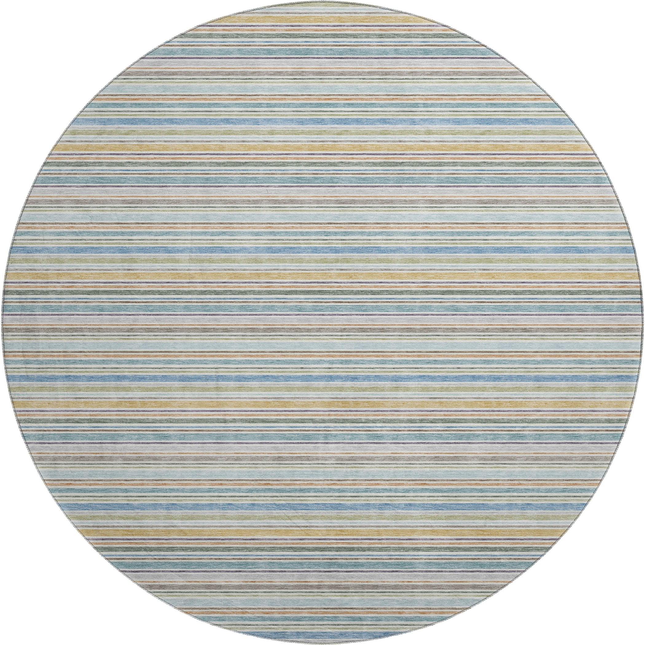 Luxury Washable Indoor/Outdoor Transitional SE2 Seaside Multi Rug 8' x 8' #shape_Round