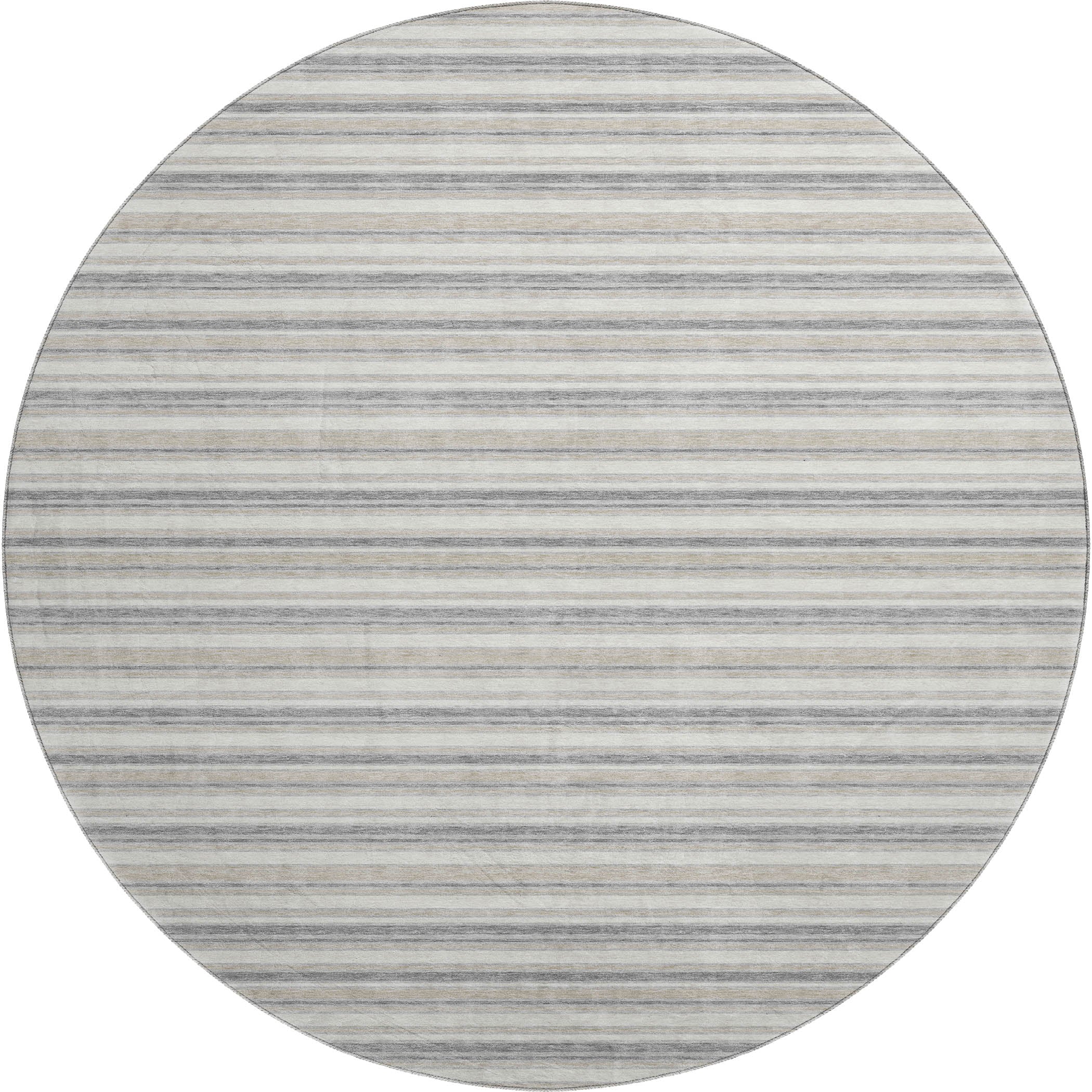 Luxury Washable Indoor/Outdoor Transitional SE2 Silver Gray Rug 8' x 8' #shape_Round