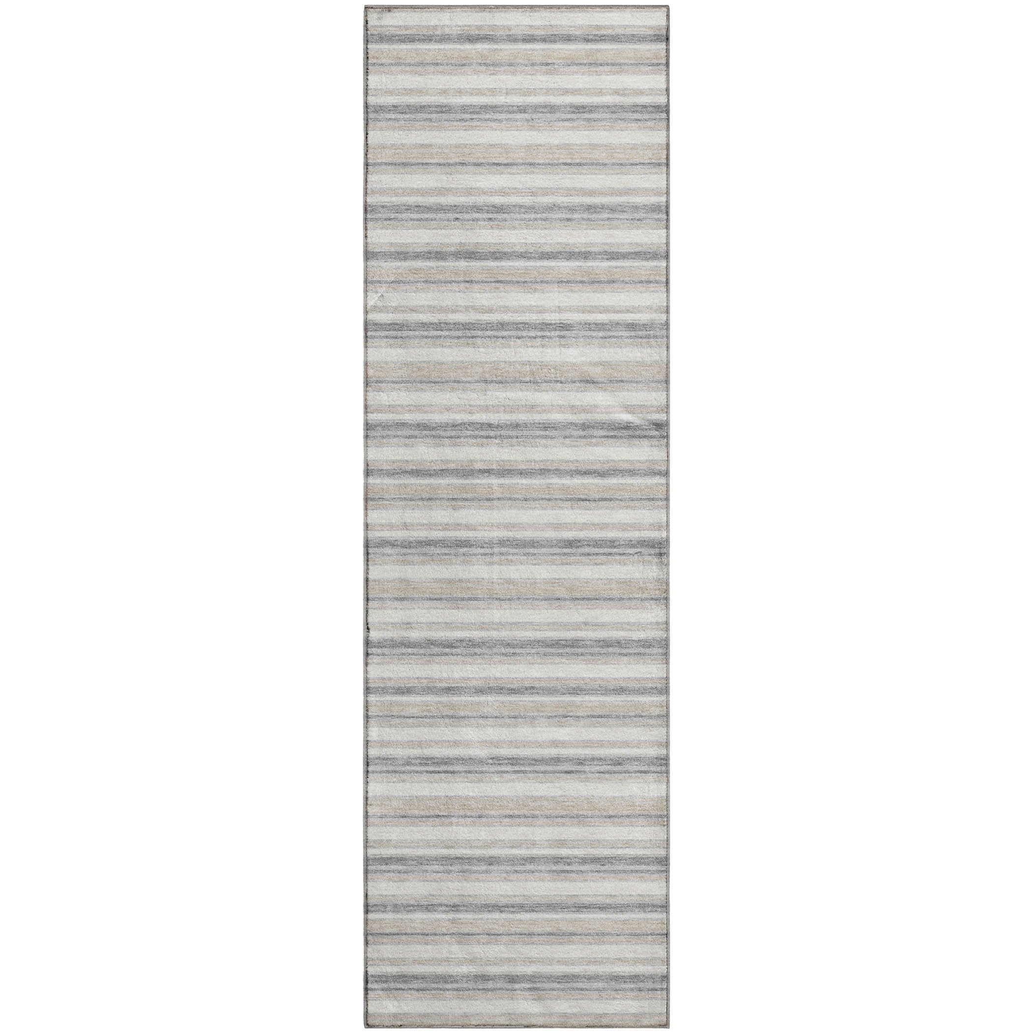 Luxury Washable Indoor/Outdoor Transitional SE2 Silver Gray Rug 2'3" x 7'6" #shape_Runner