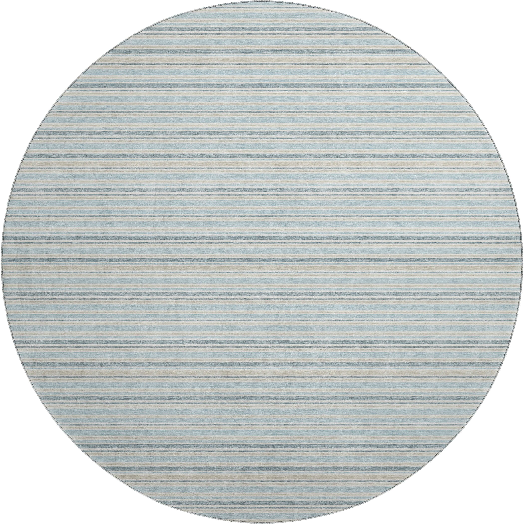 Luxury Washable Indoor/Outdoor Transitional SE2 Sky Blue Rug 8' x 8' #shape_Round