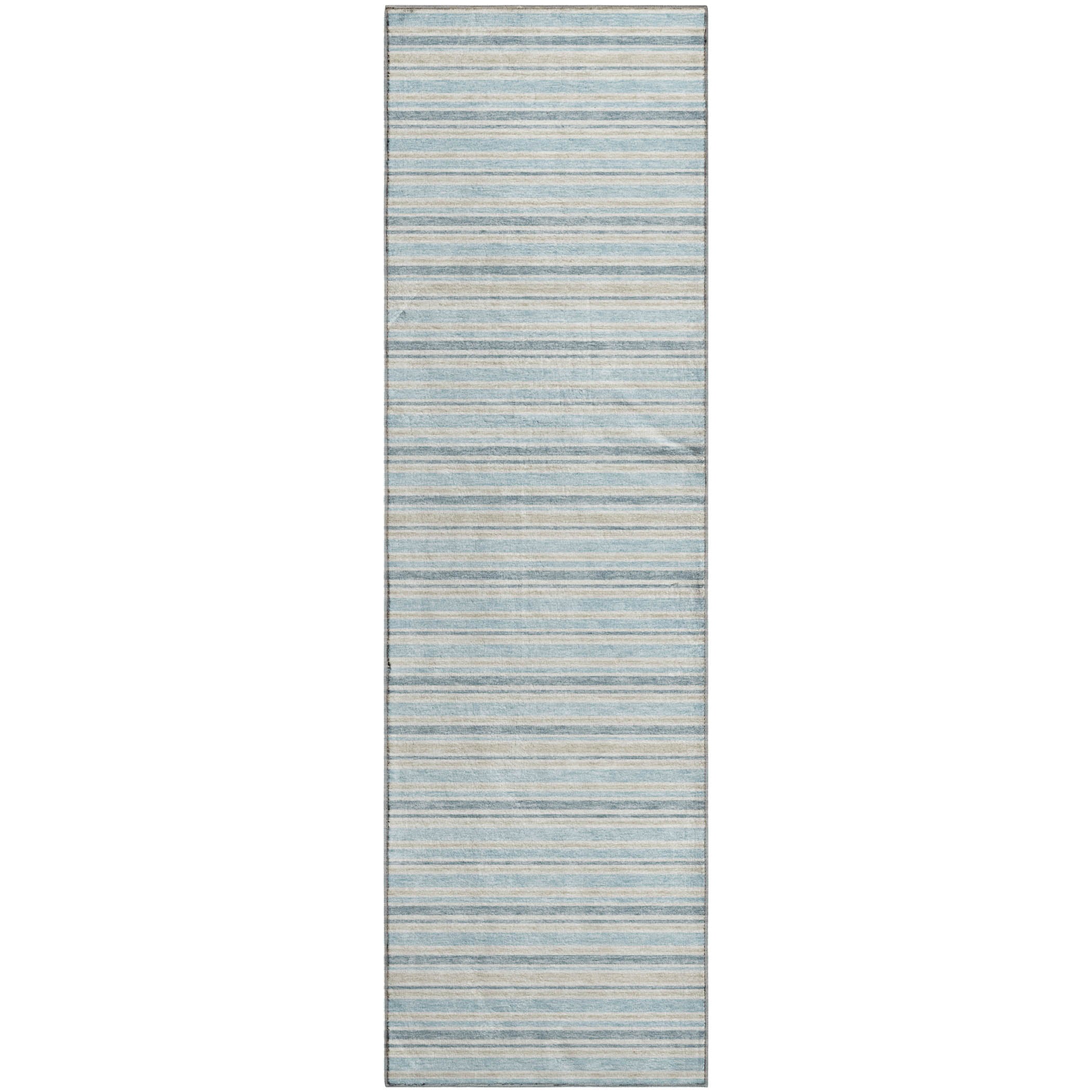 Luxury Washable Indoor/Outdoor Transitional SE2 Sky Blue Rug 2'3" x 7'6" #shape_Runner