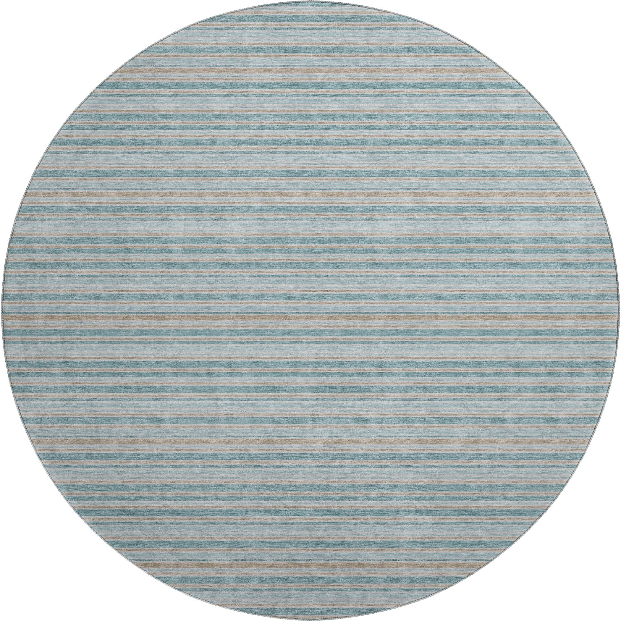 Luxury Washable Indoor/Outdoor Transitional SE2 Teal Rug 8' x 8' #shape_Round