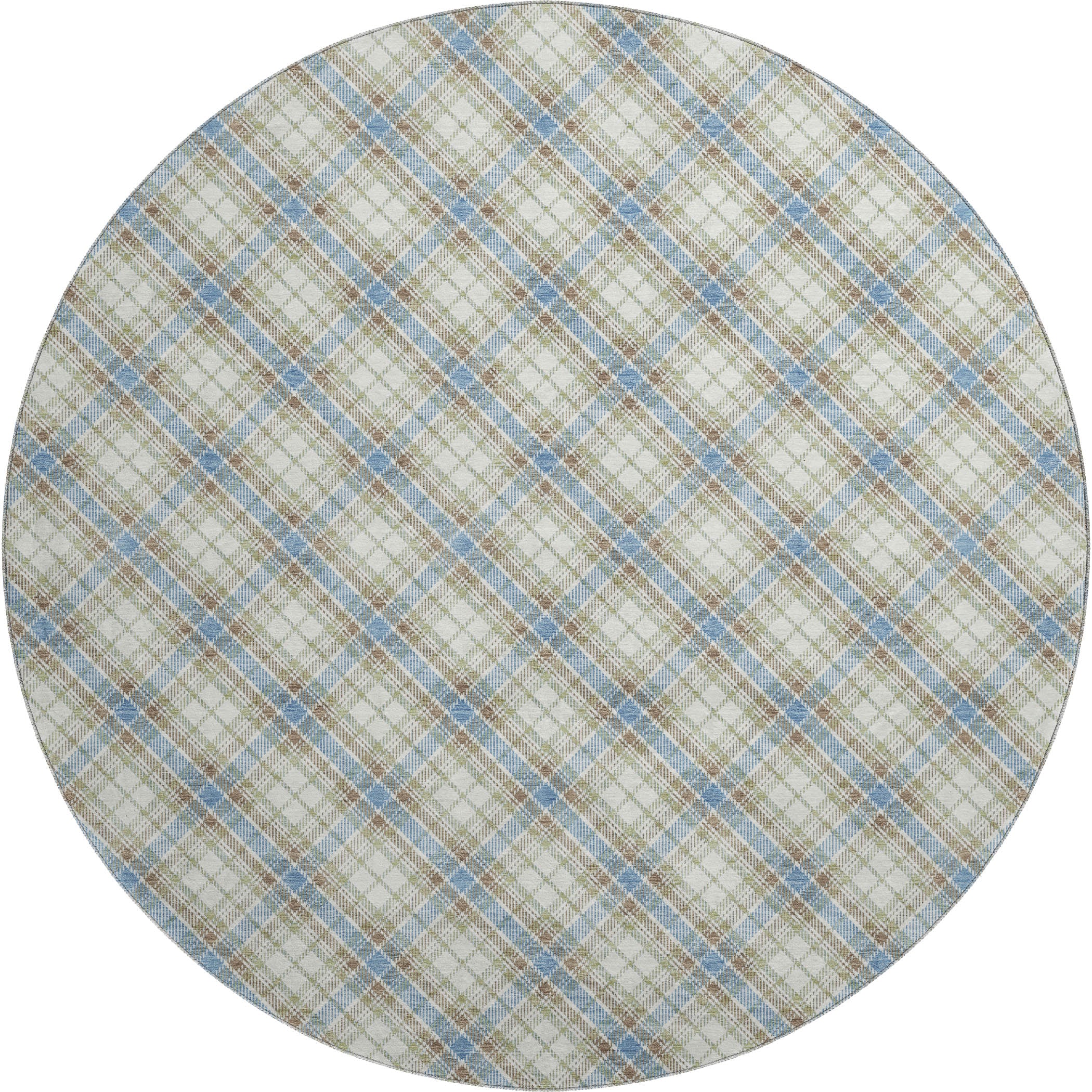 Luxury Washable Indoor/Outdoor Transitional SE3 Blue Rug 8' x 8' #shape_Round