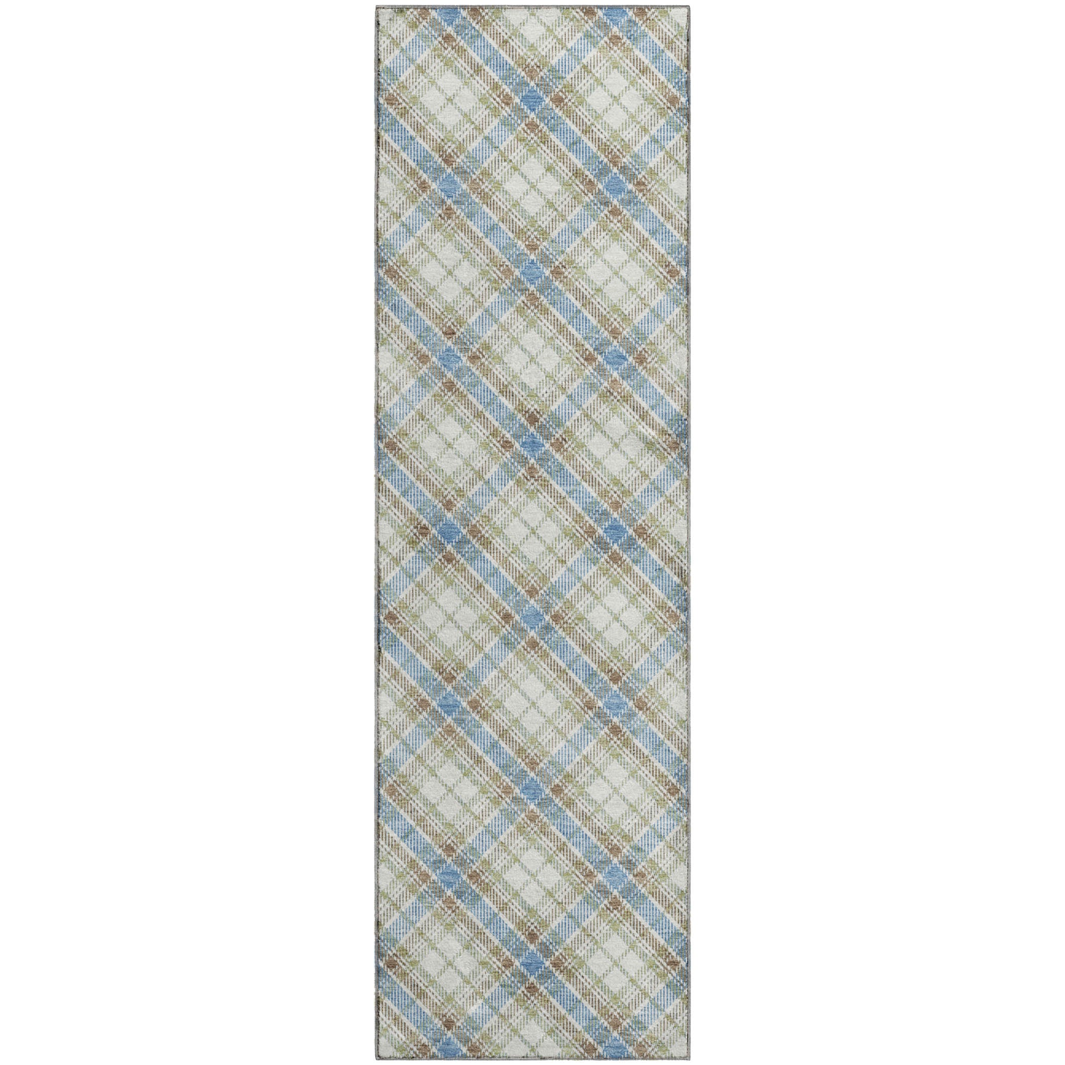 Luxury Washable Indoor/Outdoor Transitional SE3 Blue Rug 2'3" x 7'6" #shape_Runner