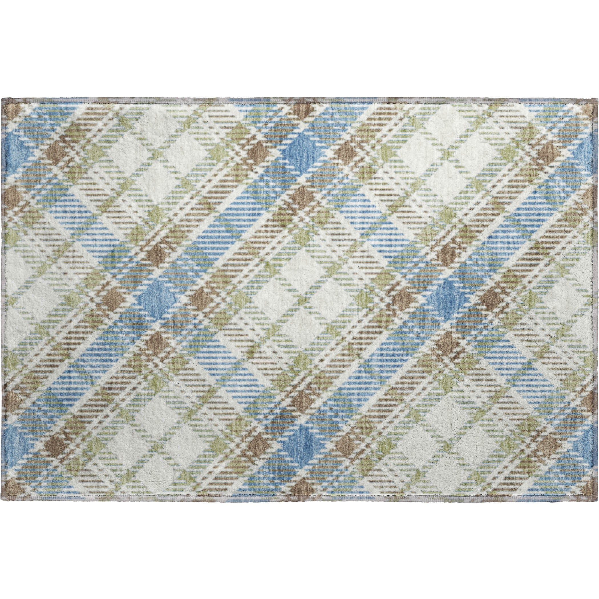 Luxury Washable Indoor/Outdoor Transitional SE3 Blue Rug 1'8" x 2'6" #shape_Rectangle