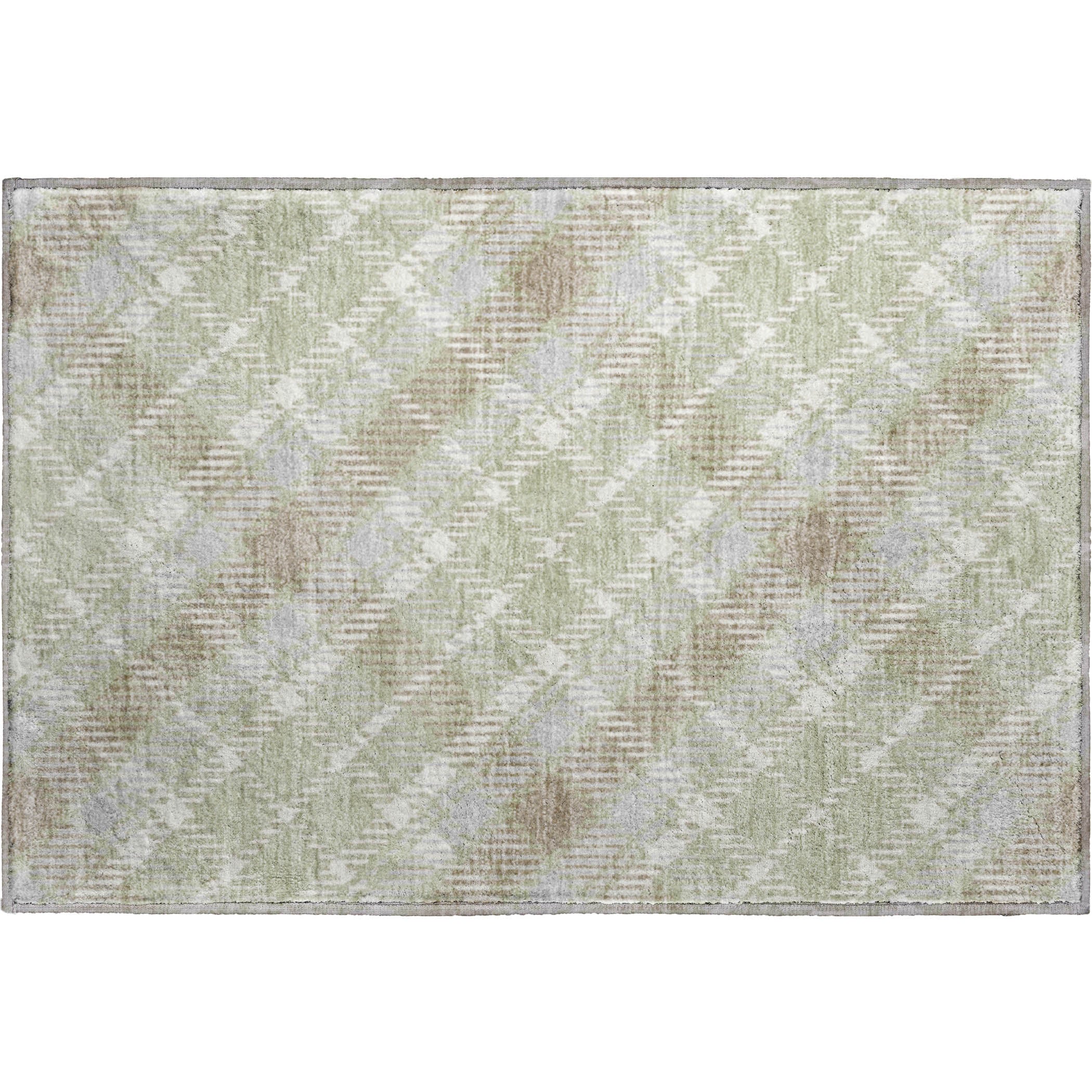 Luxury Washable Indoor/Outdoor Transitional SE3 Celery Green Rug 1'8" x 2'6" #shape_Rectangle