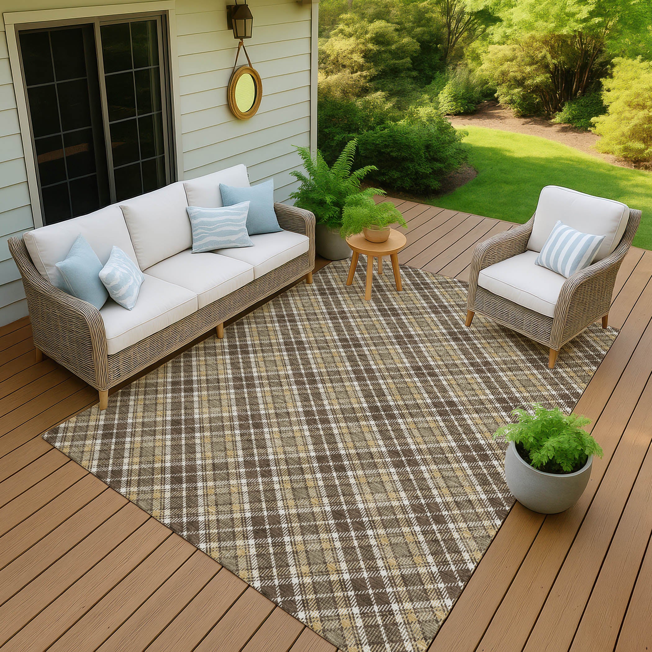 Luxury Washable Indoor/Outdoor Transitional SE3 Chocolate Brown Rug 1'8" x 2'6" #shape_Rectangle