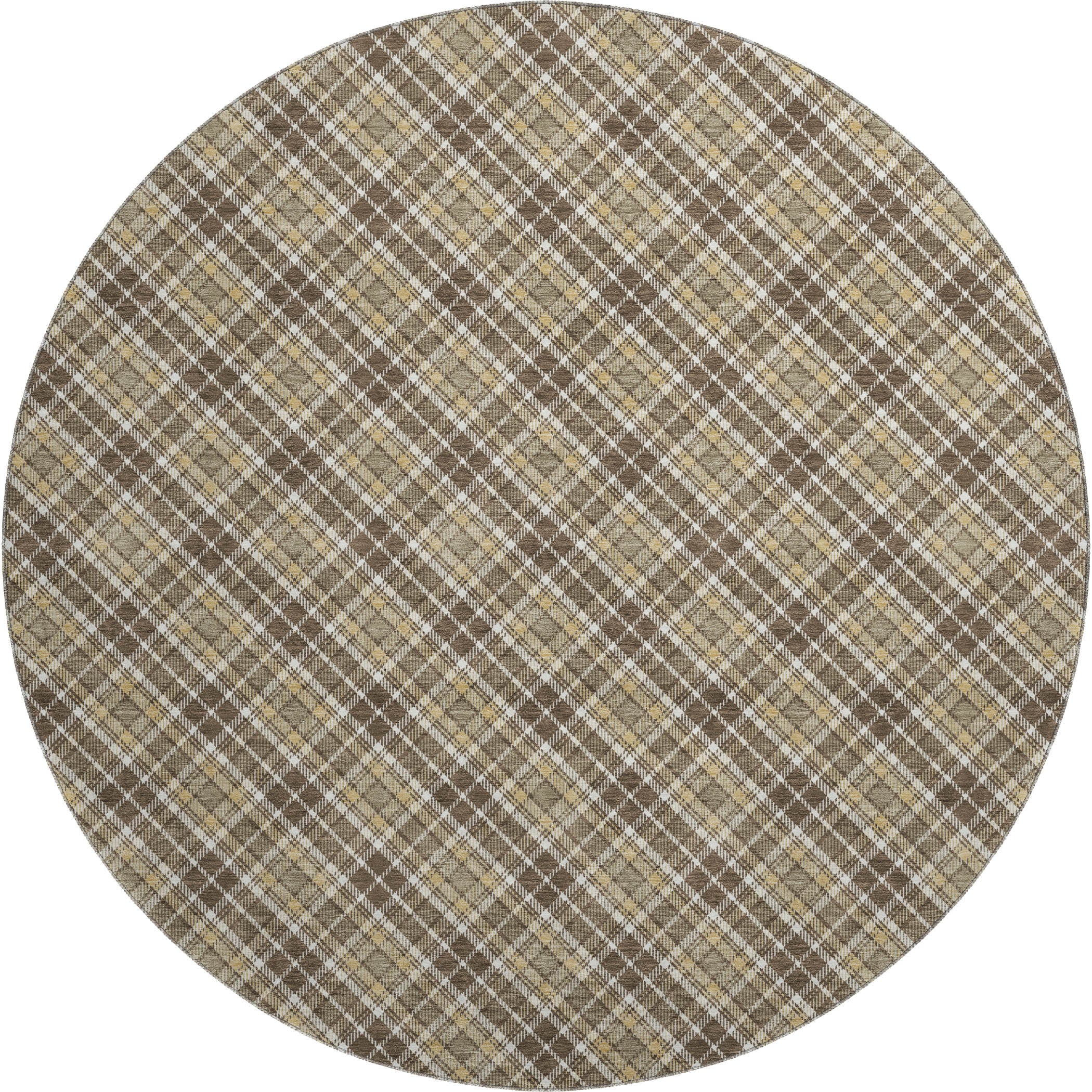 Luxury Washable Indoor/Outdoor Transitional SE3 Chocolate Brown Rug 8' x 8' #shape_Round