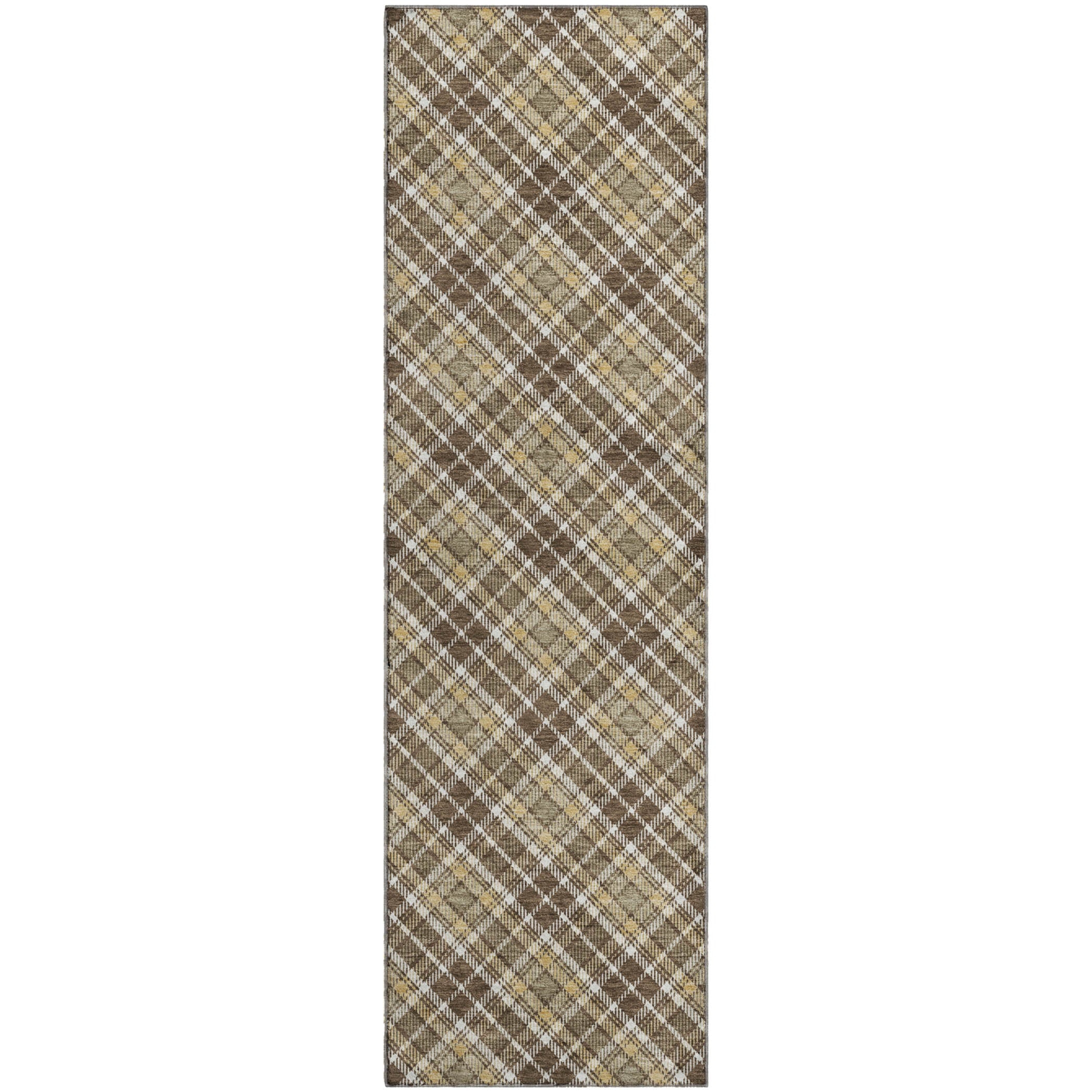 Luxury Washable Indoor/Outdoor Transitional SE3 Chocolate Brown Rug 2'3" x 7'6" #shape_Runner