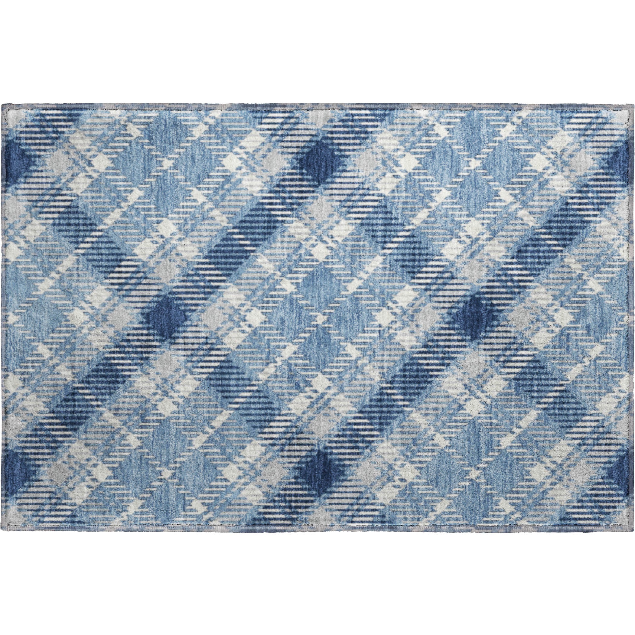 Luxury Washable Indoor/Outdoor Transitional SE3 Denim Blue Rug 1'8" x 2'6" #shape_Rectangle