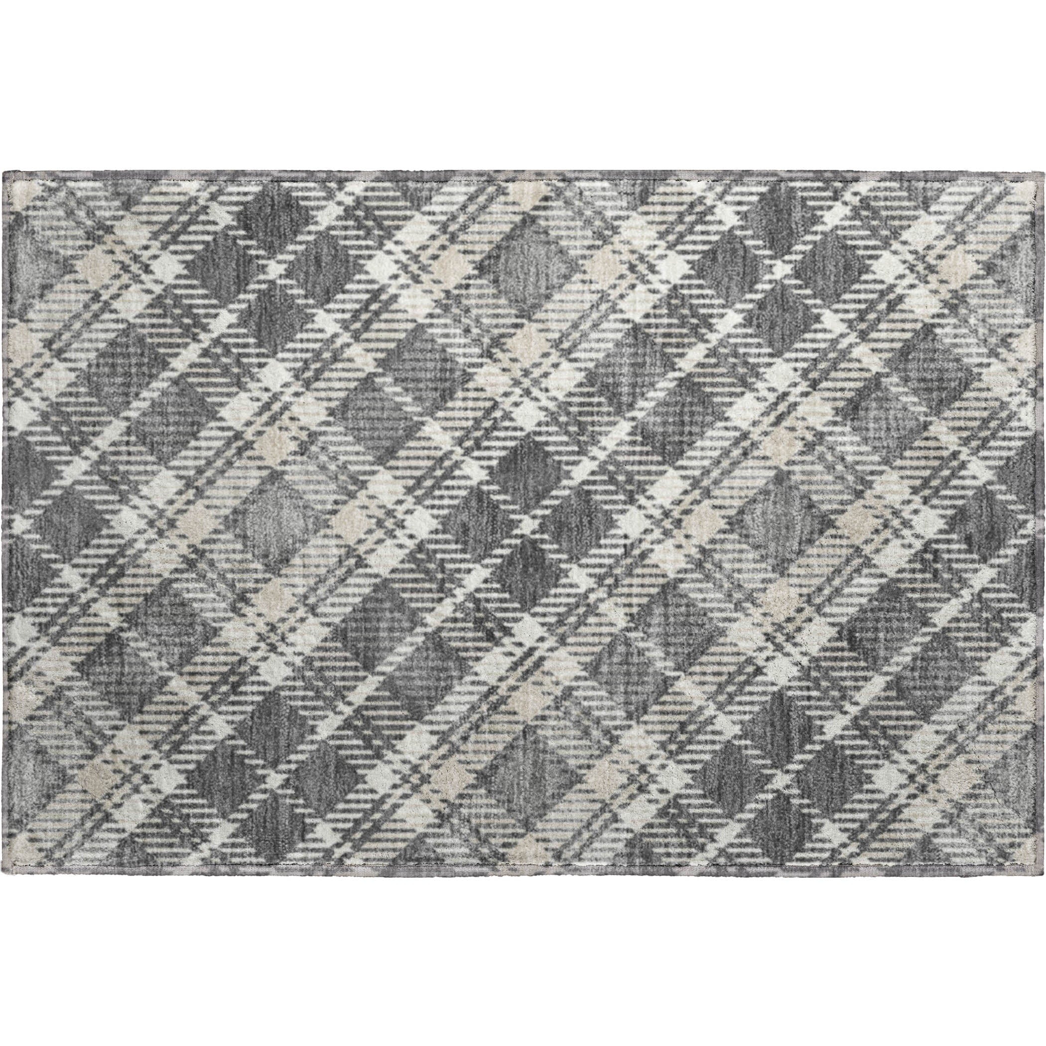 Luxury Washable Indoor/Outdoor Transitional SE3 Gray Rug 1'8" x 2'6" #shape_Rectangle