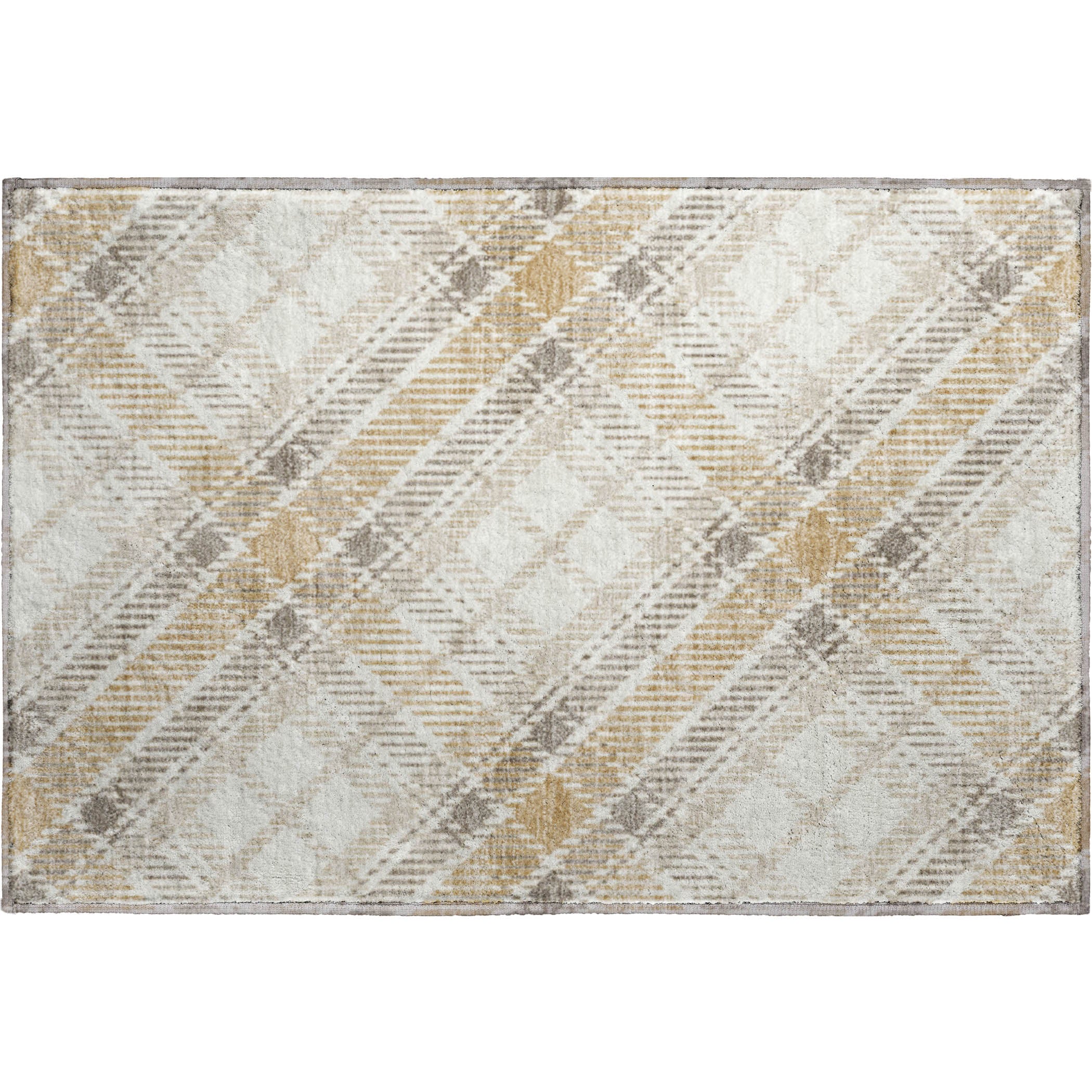 Luxury Washable Indoor/Outdoor Transitional SE3 Ivory Rug 1'8" x 2'6" #shape_Rectangle