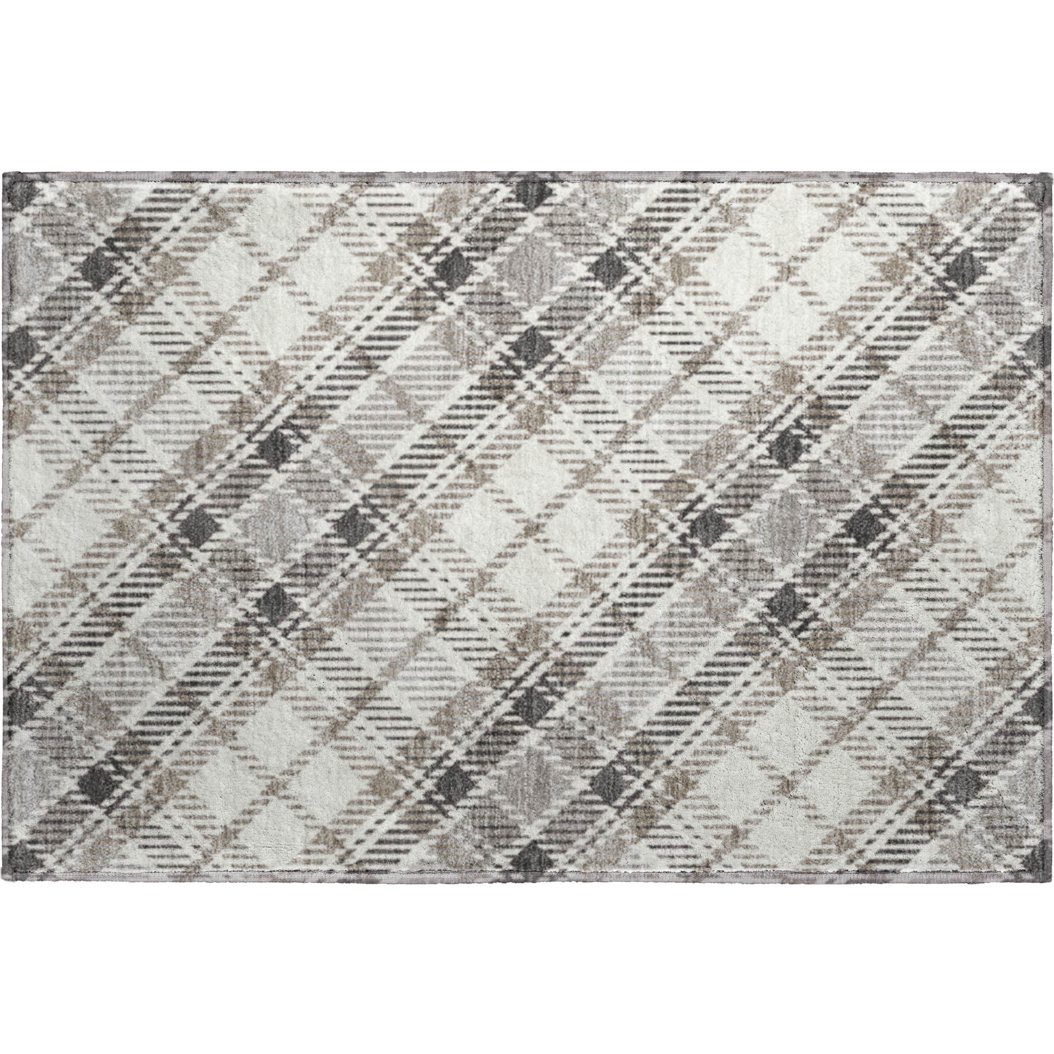 Luxury Washable Indoor/Outdoor Transitional SE3 Putty Ivory Rug 1'8" x 2'6" #shape_Rectangle