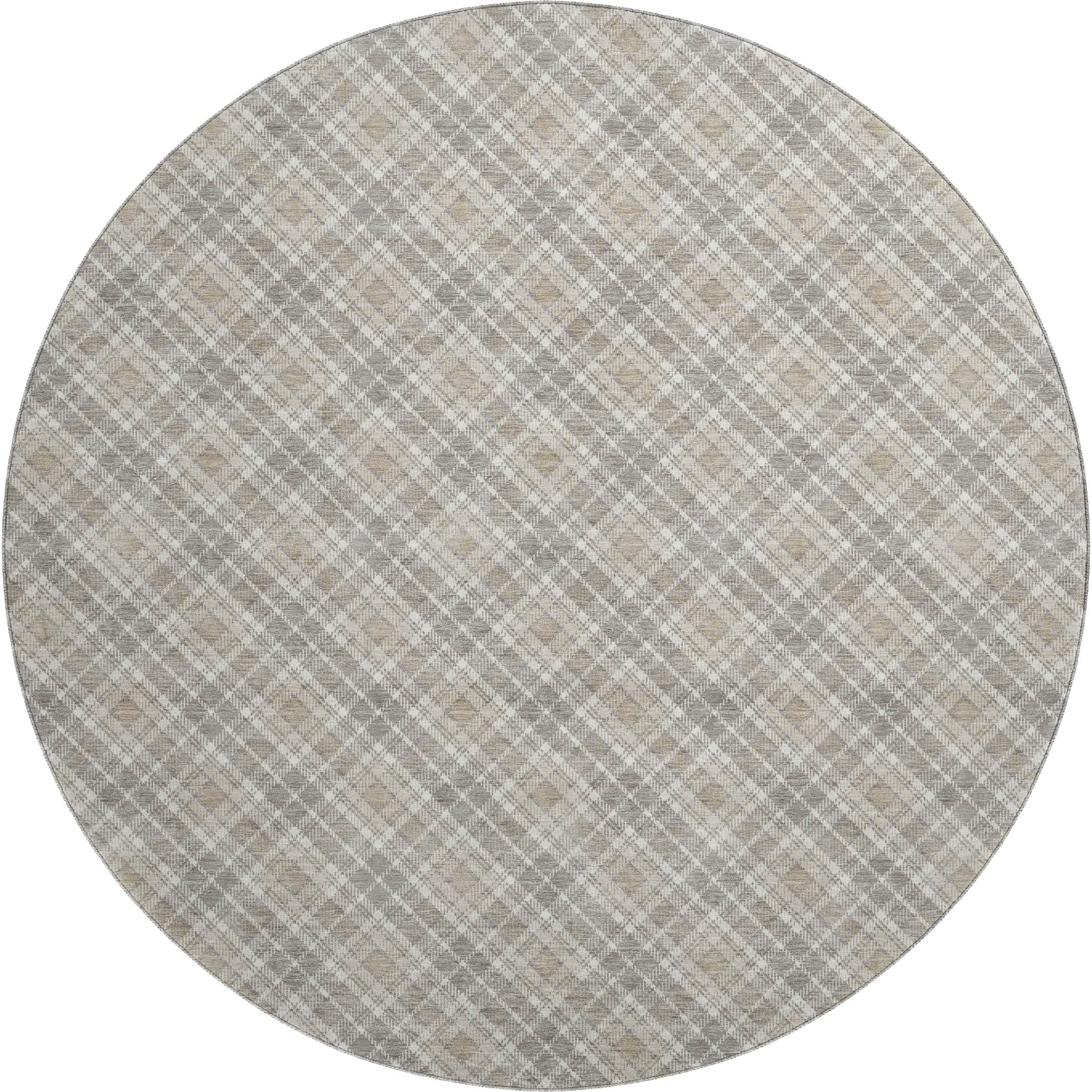 Luxury Washable Indoor/Outdoor Transitional SE3 Taupe Brown Rug 8' x 8' #shape_Round