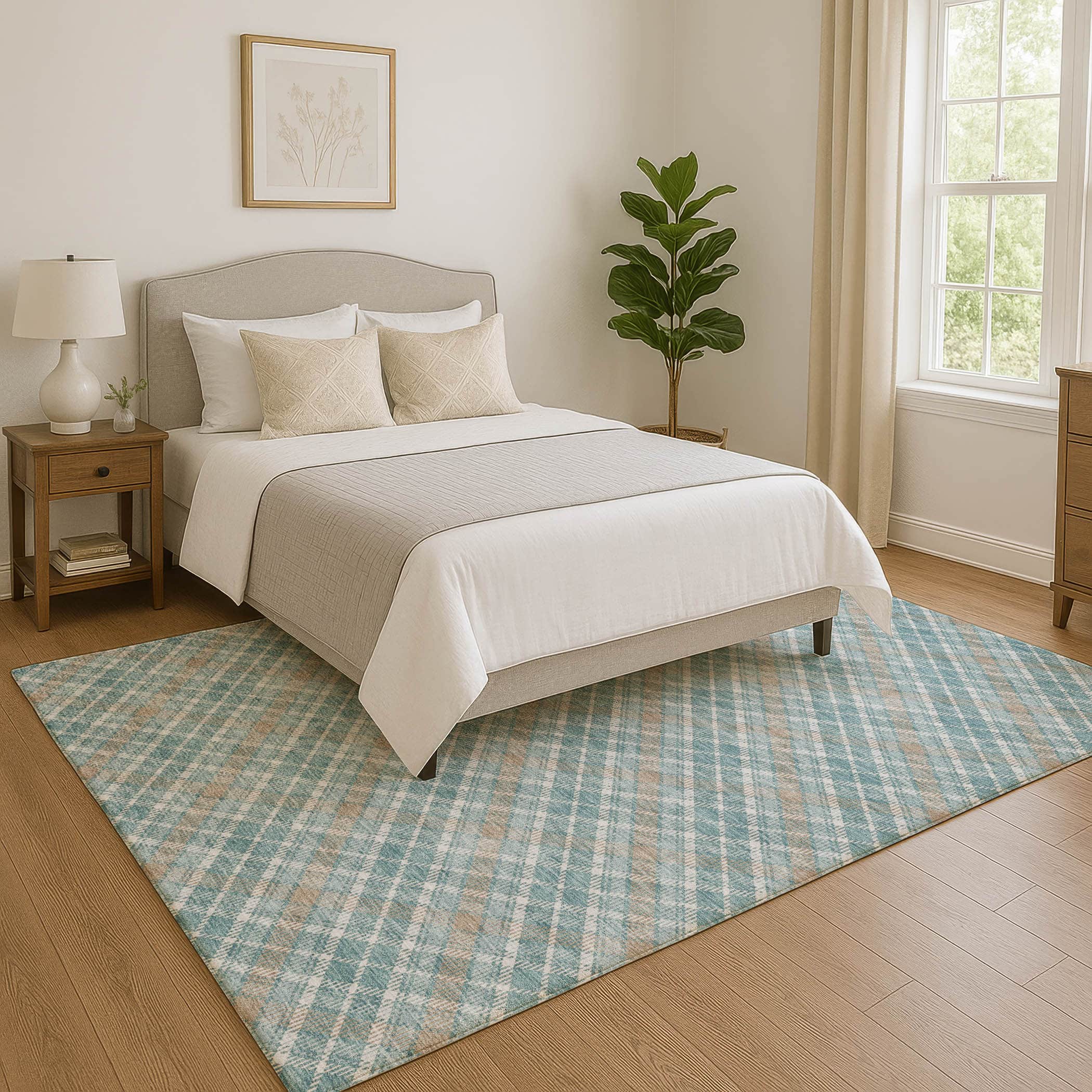 Luxury Washable Indoor/Outdoor Transitional SE3 Teal Rug 2'6" x 3'10" #shape_Rectangle