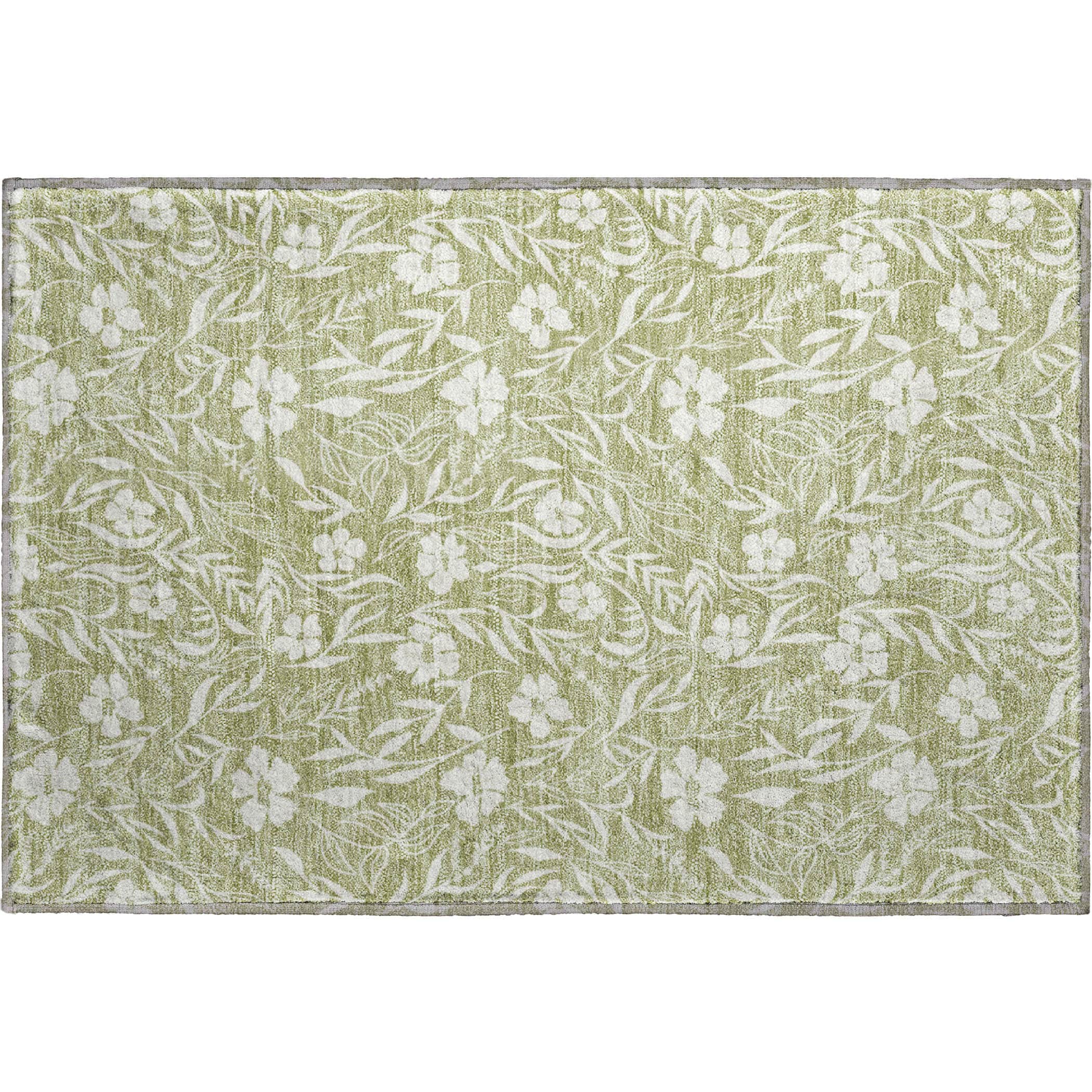 Luxury Washable Indoor/Outdoor Transitional SE4 Aloe Green Rug 1'8" x 2'6" #shape_Rectangle