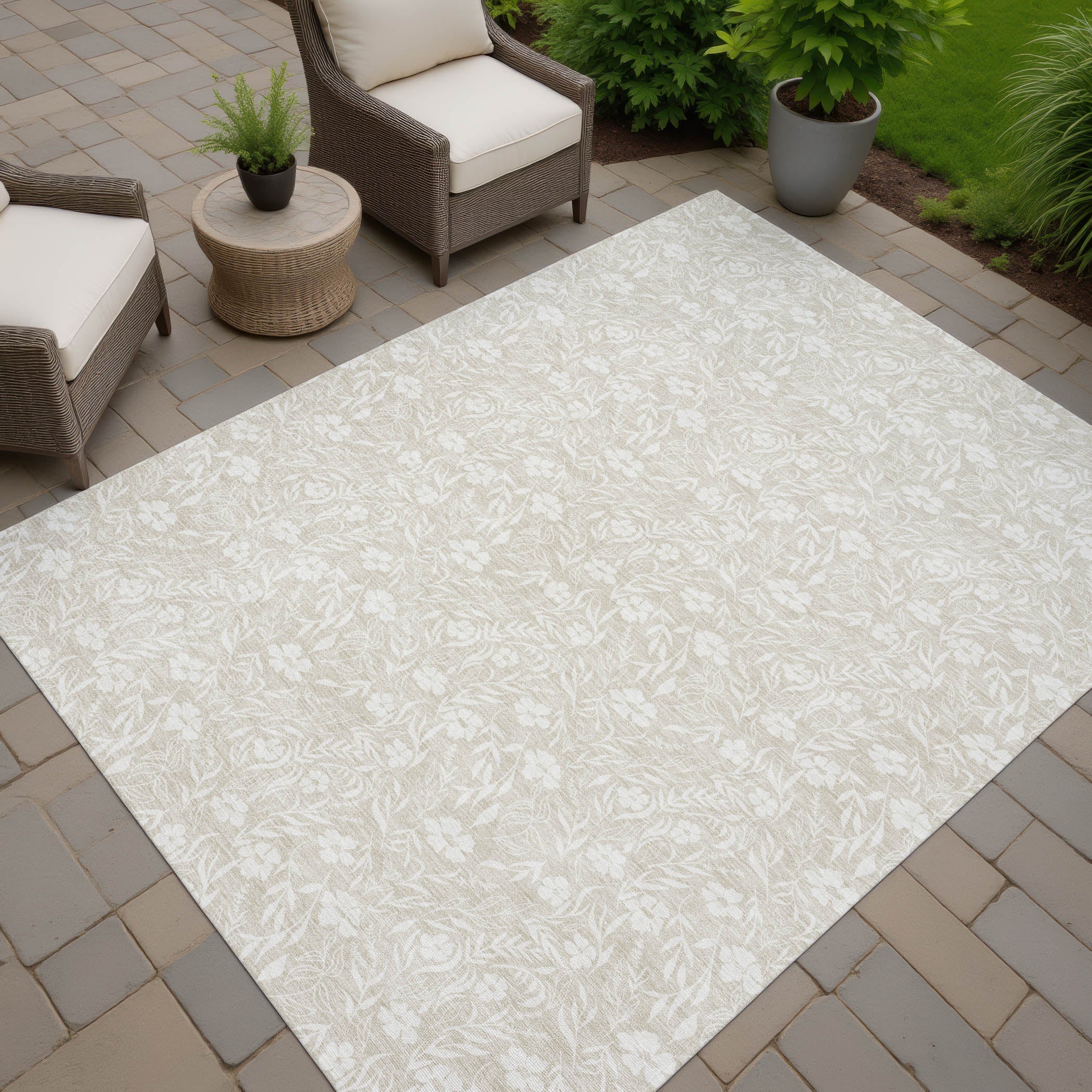 Luxury Washable Indoor/Outdoor Transitional SE4 Beige Brown Rug 1'8" x 2'6" #shape_Rectangle