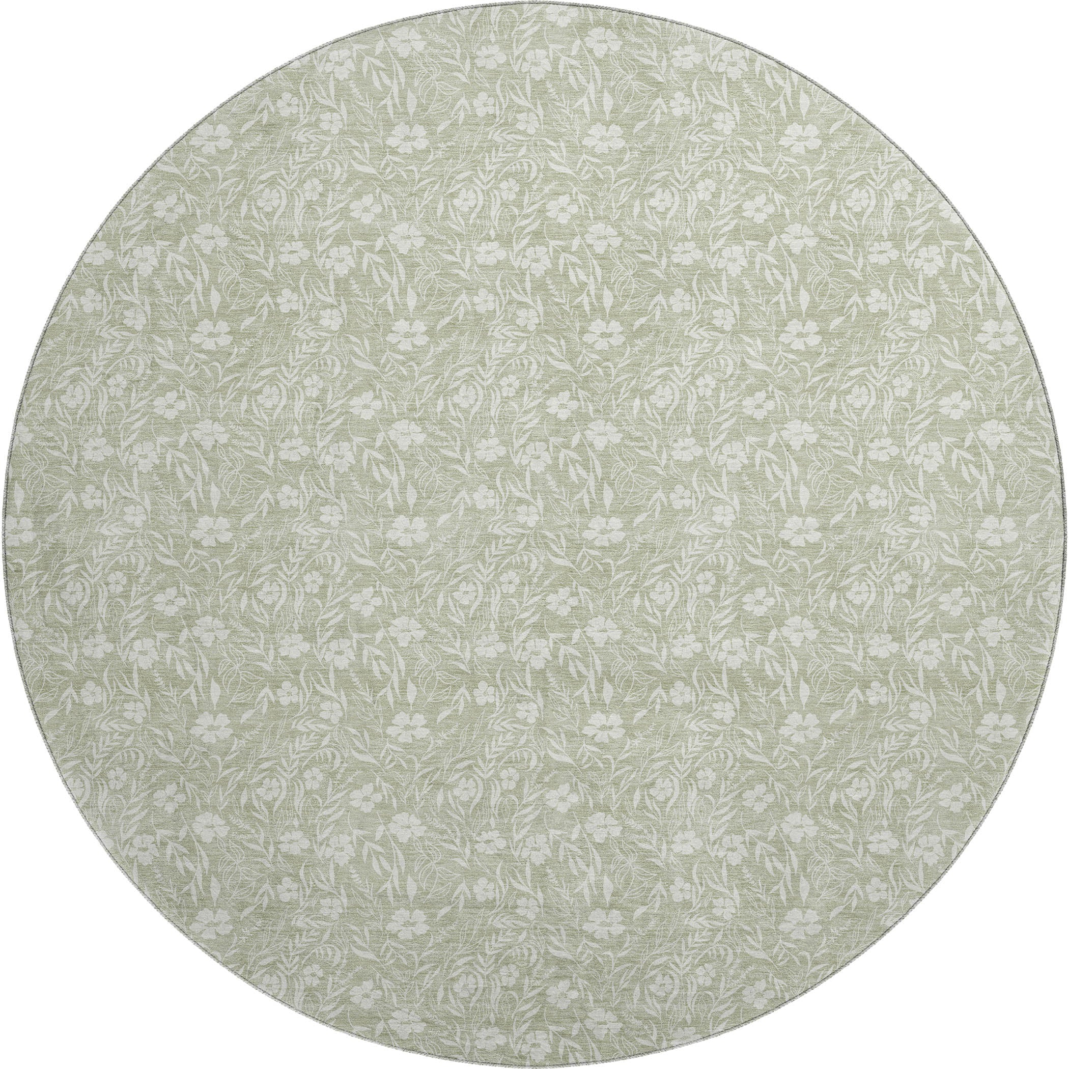 Luxury Washable Indoor/Outdoor Transitional SE4 Celery Green Rug 8' x 8' #shape_Round