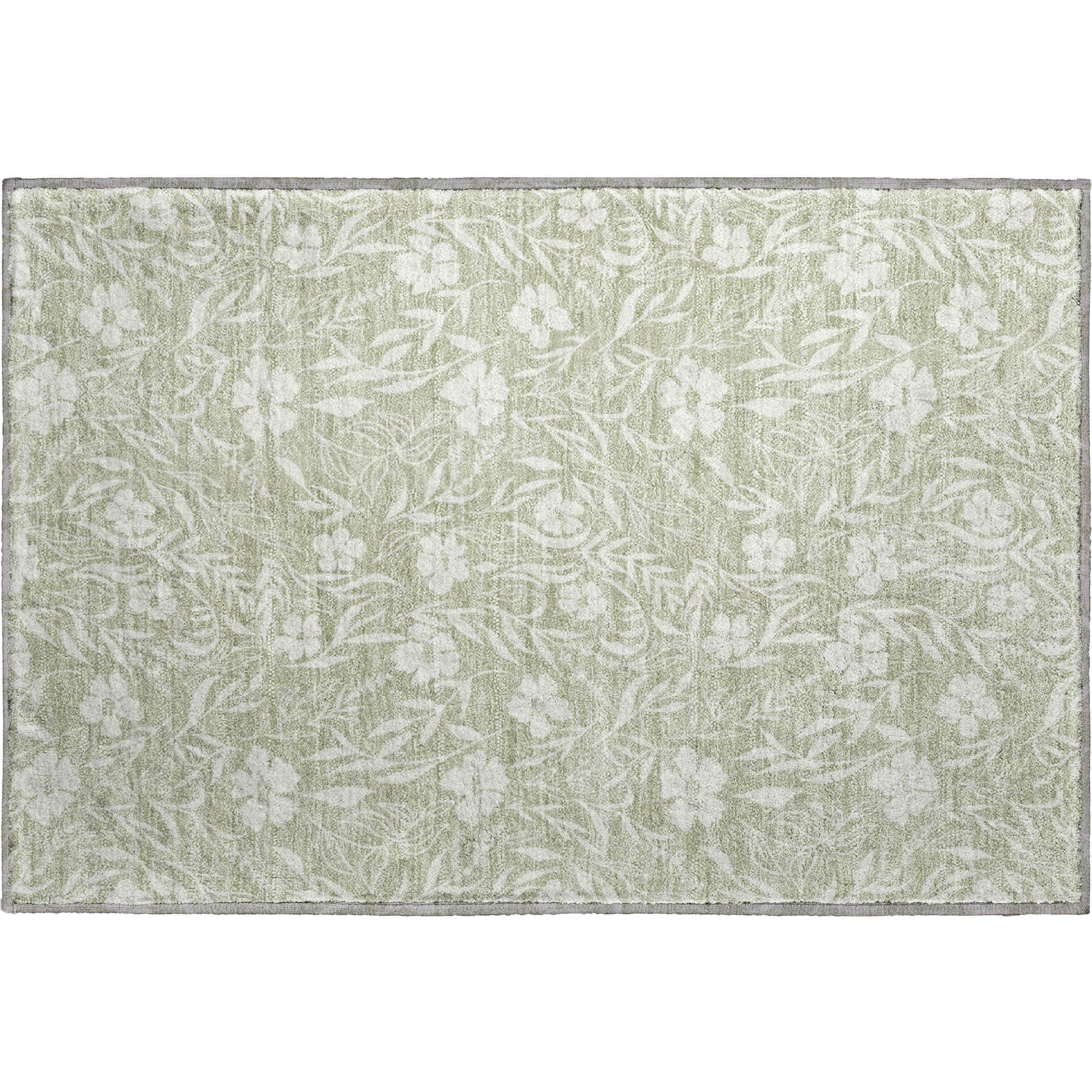 Luxury Washable Indoor/Outdoor Transitional SE4 Celery Green Rug 1'8" x 2'6" #shape_Rectangle