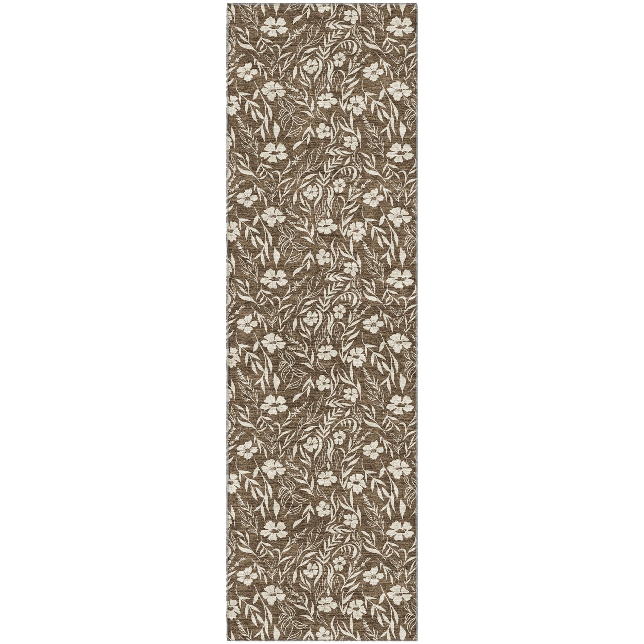 Luxury Washable Indoor/Outdoor Transitional SE4 Chocolate Brown Rug 2'3" x 7'6" #shape_Runner
