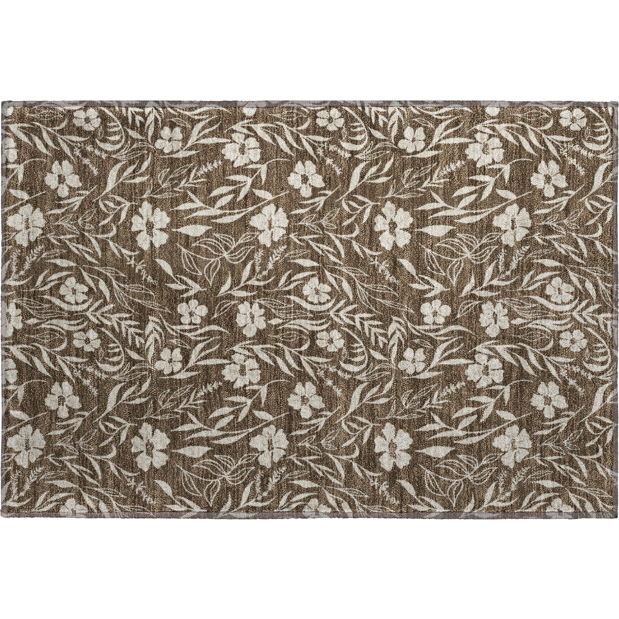 Luxury Washable Indoor/Outdoor Transitional SE4 Chocolate Brown Rug 1'8" x 2'6" #shape_Rectangle