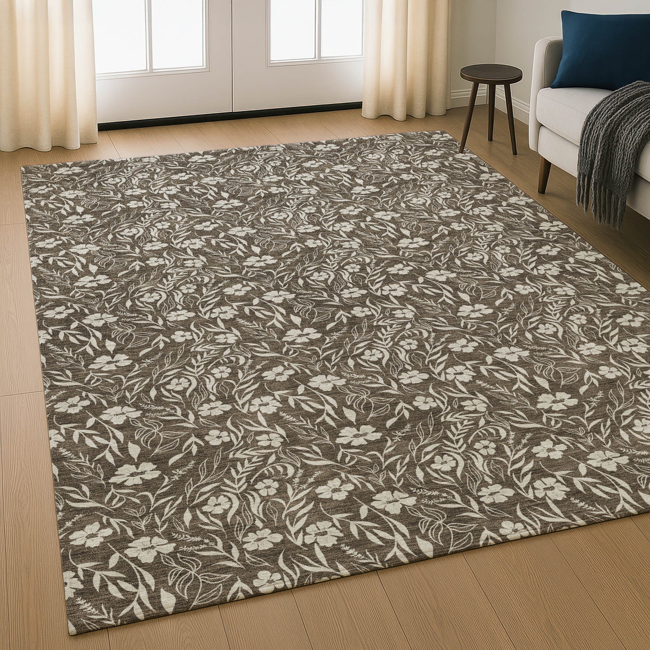 Luxury Washable Indoor/Outdoor Transitional SE4 Chocolate Brown Rug 2'6" x 3'10" #shape_Rectangle