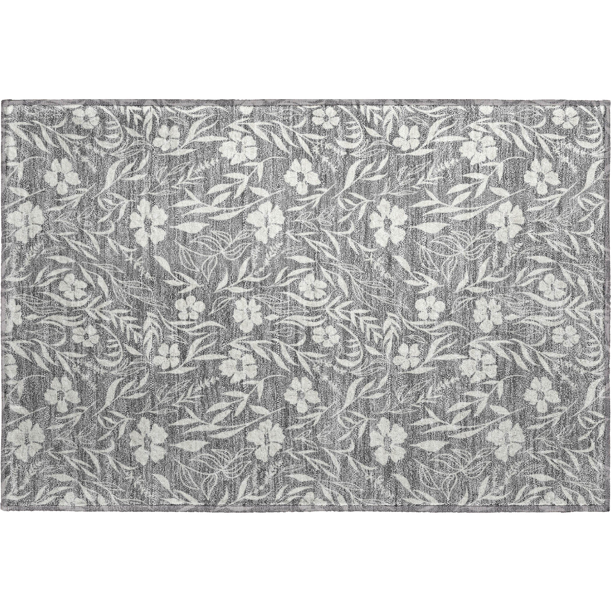 Luxury Washable Indoor/Outdoor Transitional SE4 Gray Rug 1'8" x 2'6" #shape_Rectangle
