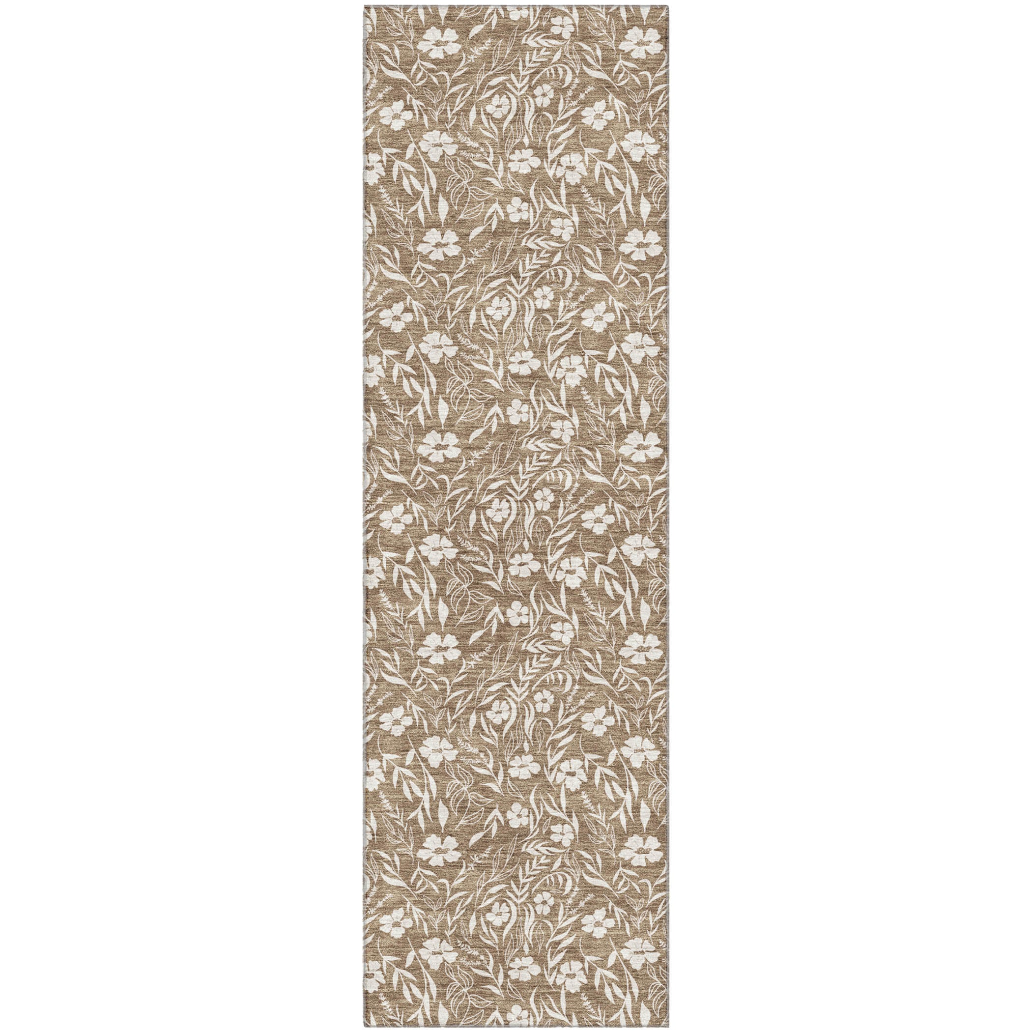 Luxury Washable Indoor/Outdoor Transitional SE4 Mocha Brown Rug 2'3" x 7'6" #shape_Runner