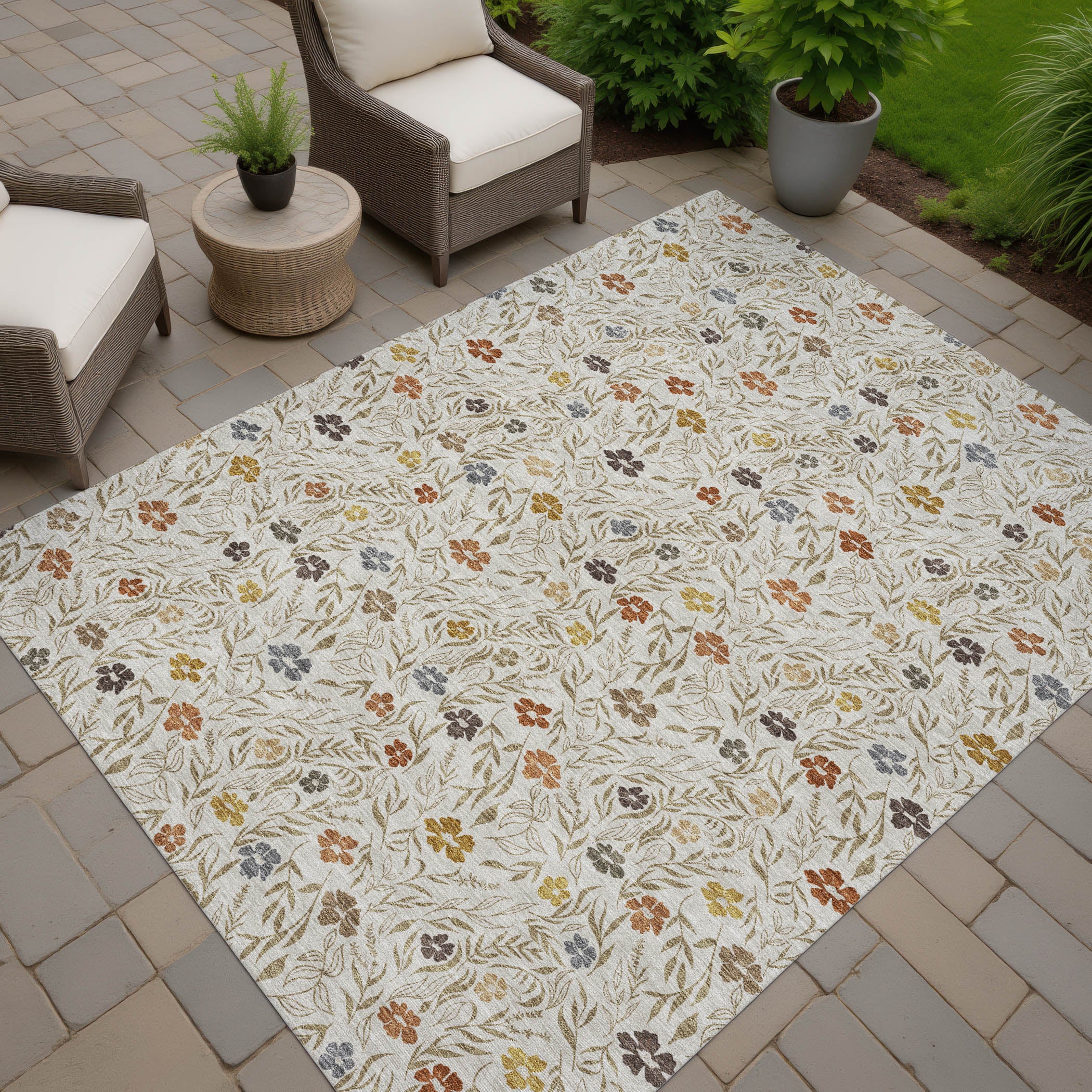 Luxury Washable Indoor/Outdoor Transitional SE4 Pearl Ivory Rug 1'8" x 2'6" #shape_Rectangle