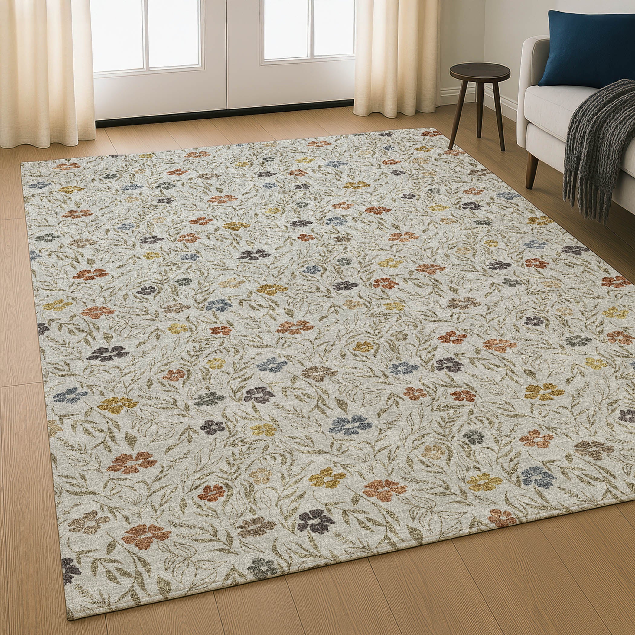 Luxury Washable Indoor/Outdoor Transitional SE4 Pearl Ivory Rug 2'6" x 3'10" #shape_Rectangle