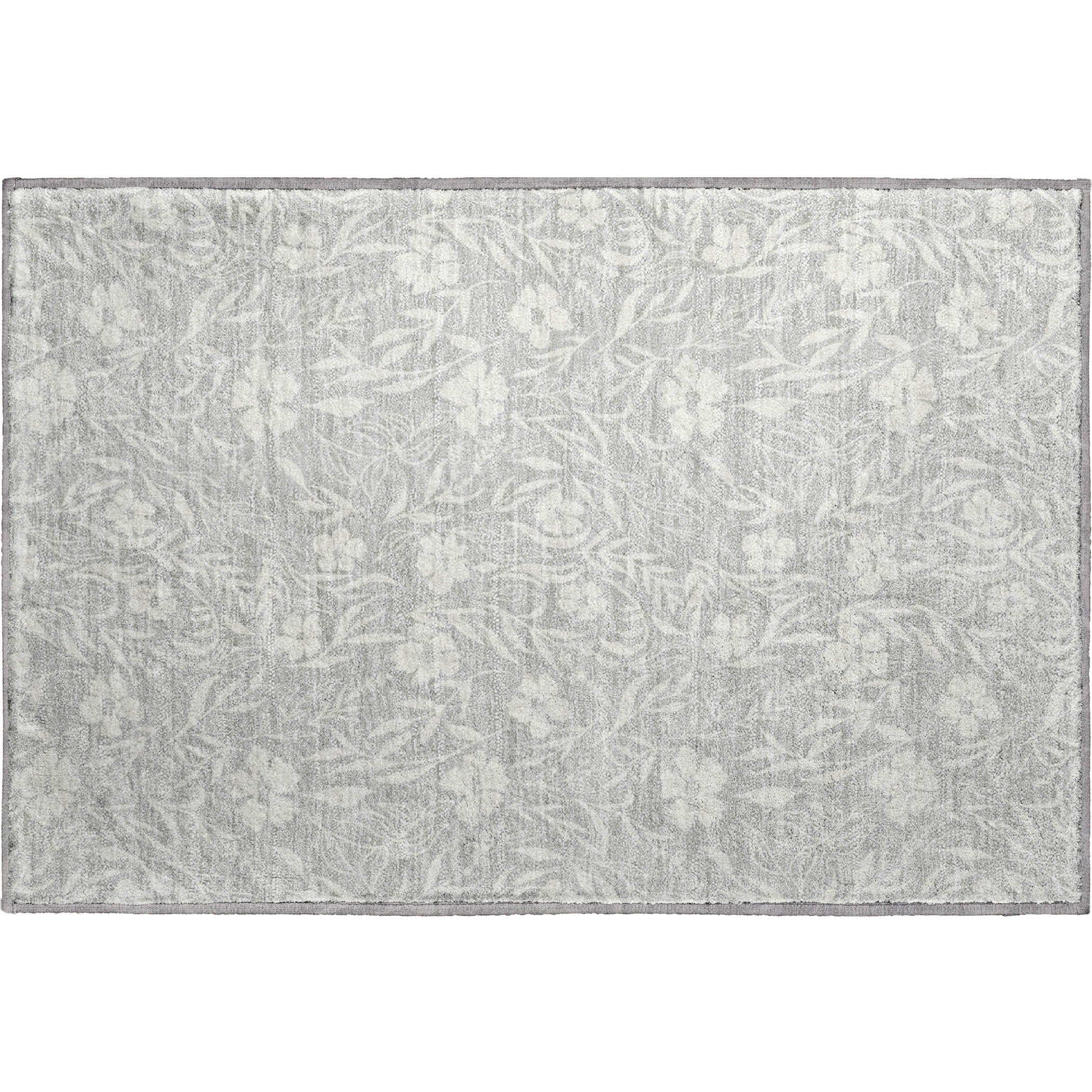 Luxury Washable Indoor/Outdoor Transitional SE4 Silver Gray Rug 1'8" x 2'6" #shape_Rectangle
