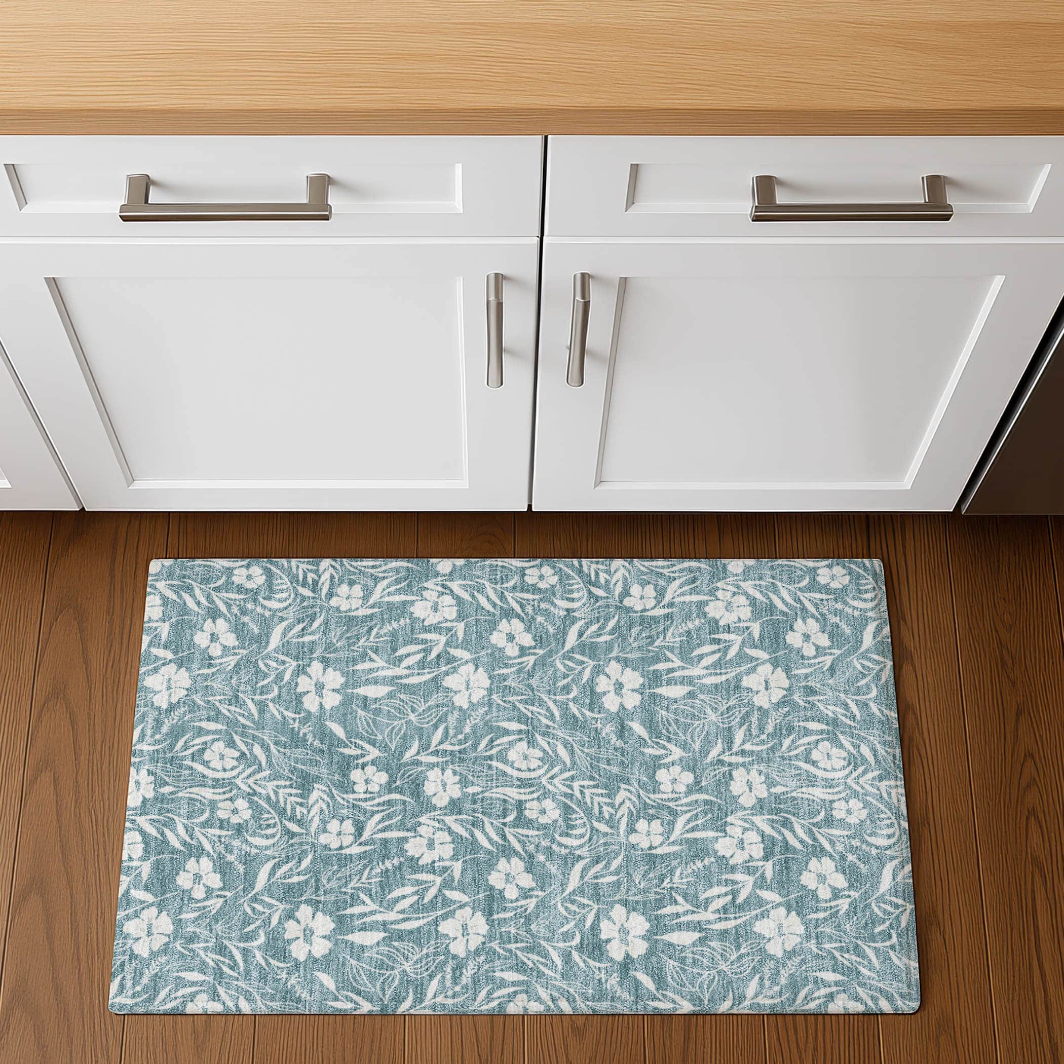Luxury Washable Indoor/Outdoor Transitional SE4 Teal Rug 1'8" x 2'6" #shape_Rectangle