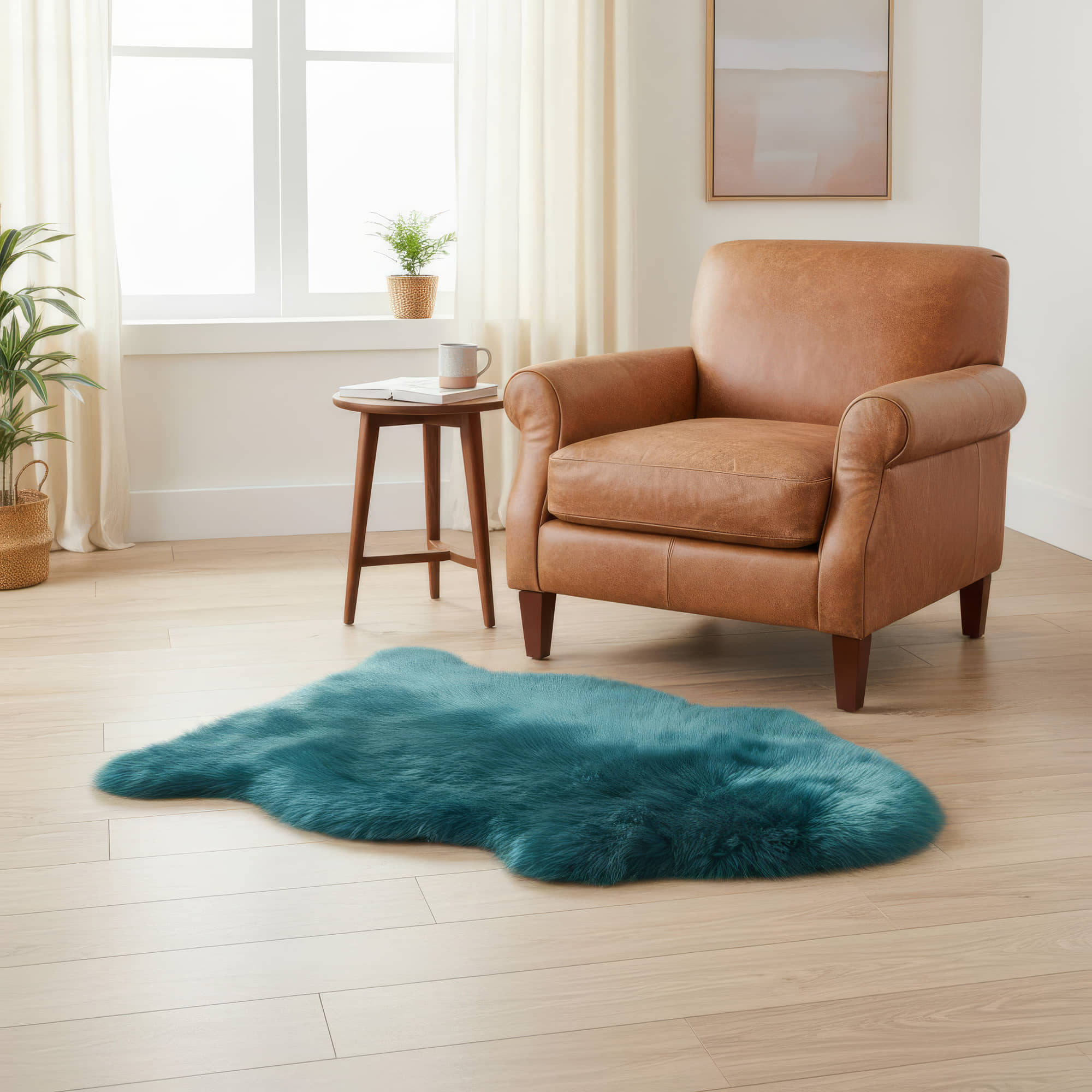 Natural Beach Blue Sheepskin Rug Shearling Fur Pelt - Ethically Sourced - Oeko Tex Certified