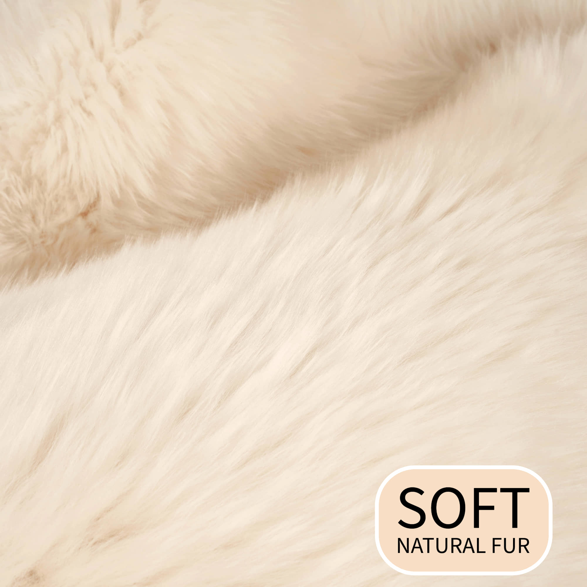 Natural Champagne Cream Sheepskin Rug Shearling Fur Pelt - Ethically Sourced - Oeko Tex Certified
