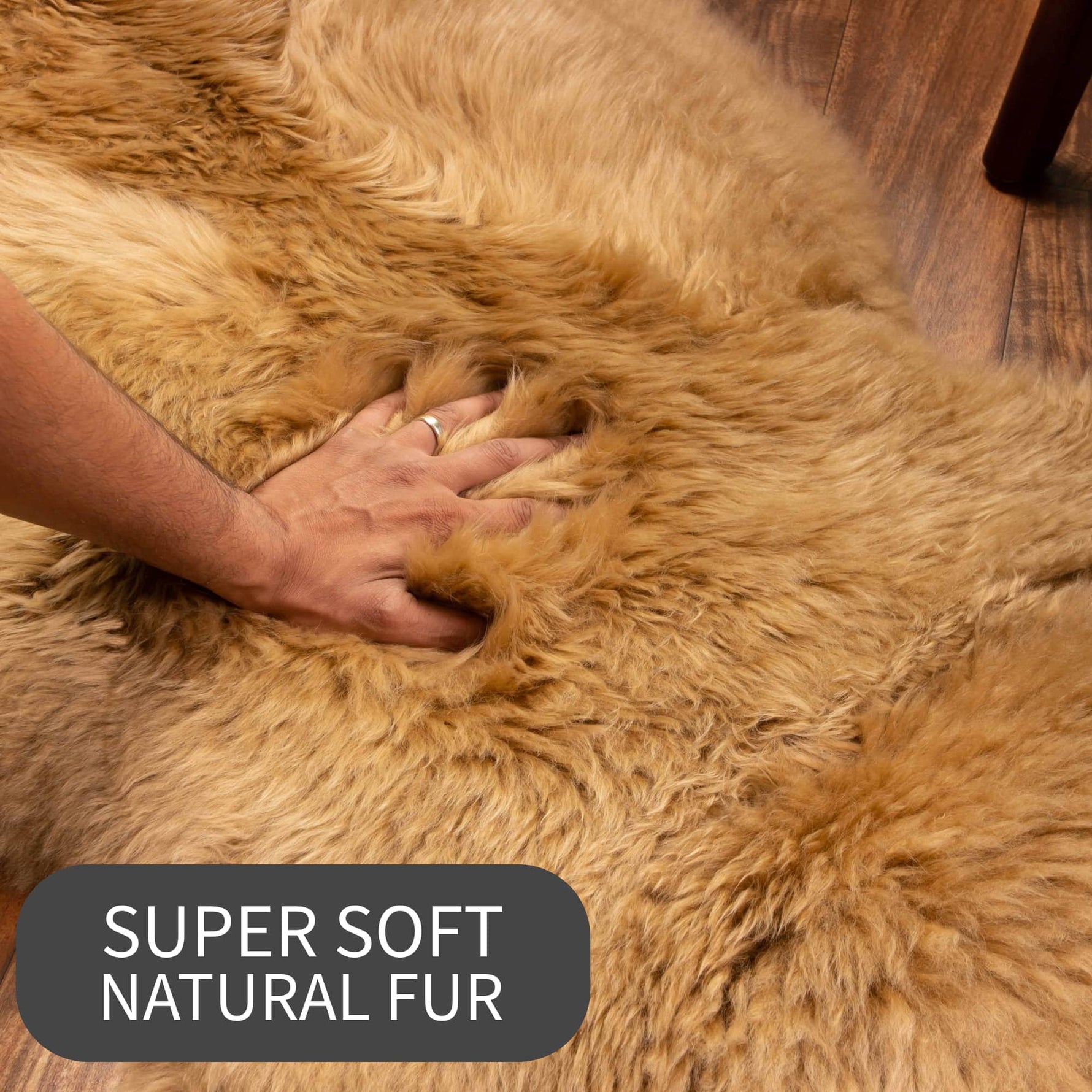 Natural Golden Brown Sheepskin Rug Shearling Fur Pelt - Ethically Sourced - Oeko Tex Certified