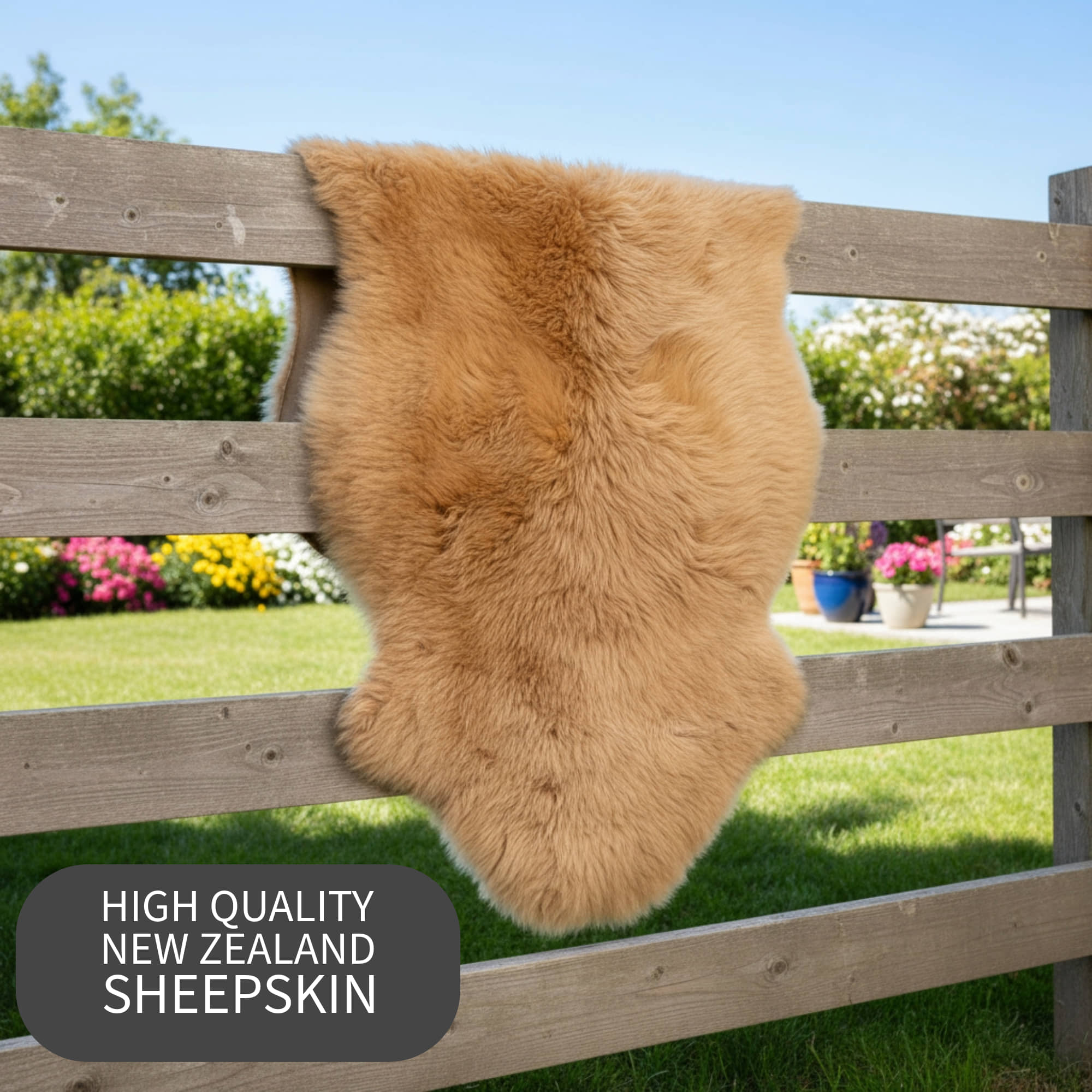 Natural Golden Brown Sheepskin Rug Shearling Fur Pelt - Ethically Sourced - Oeko Tex Certified