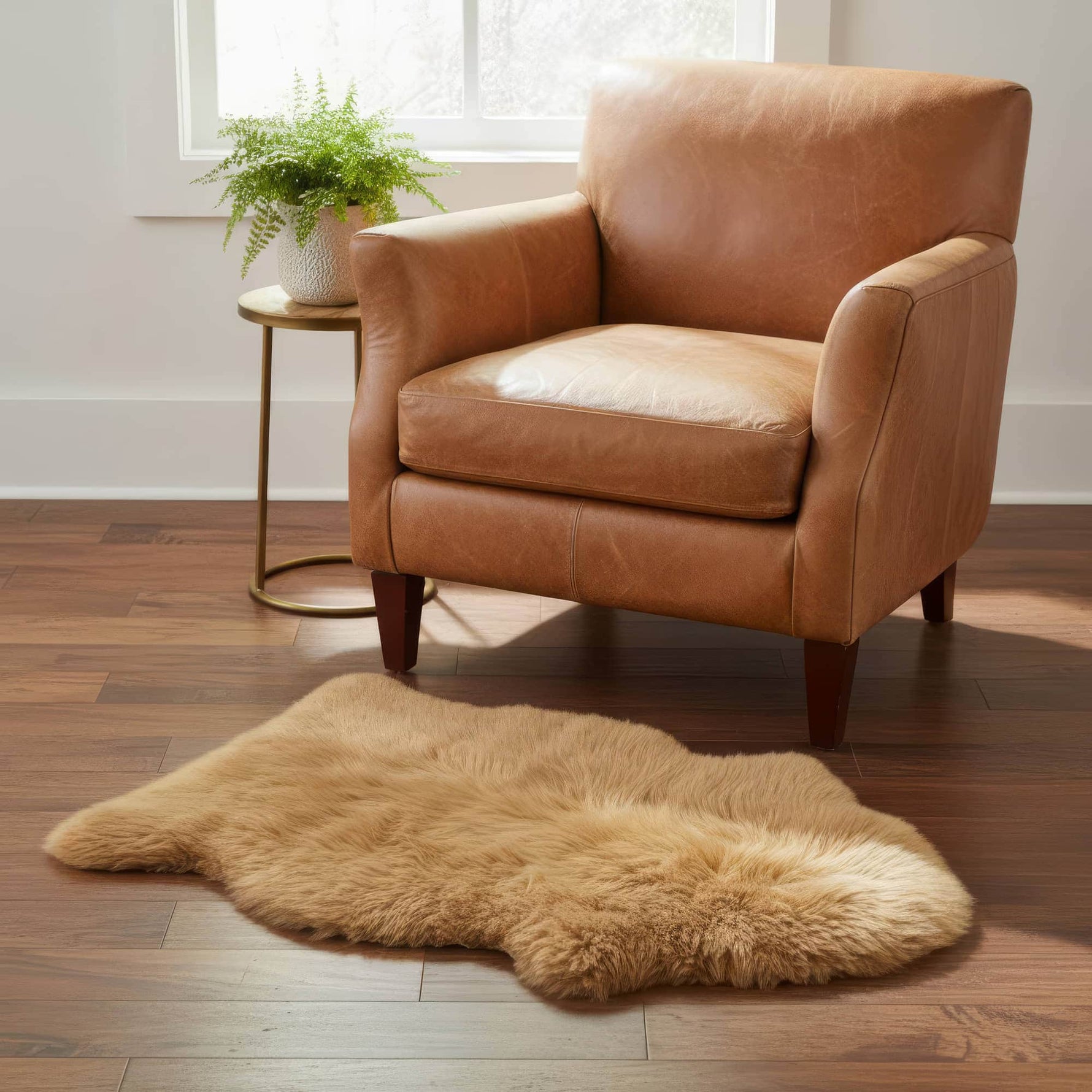 Natural Golden Brown Sheepskin Rug Shearling Fur Pelt - Ethically Sourced - Oeko Tex Certified