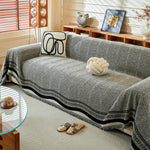 Reversible Herringbone Sofa Cover, 2-in-1 Classic British Throw Blanket for Couch