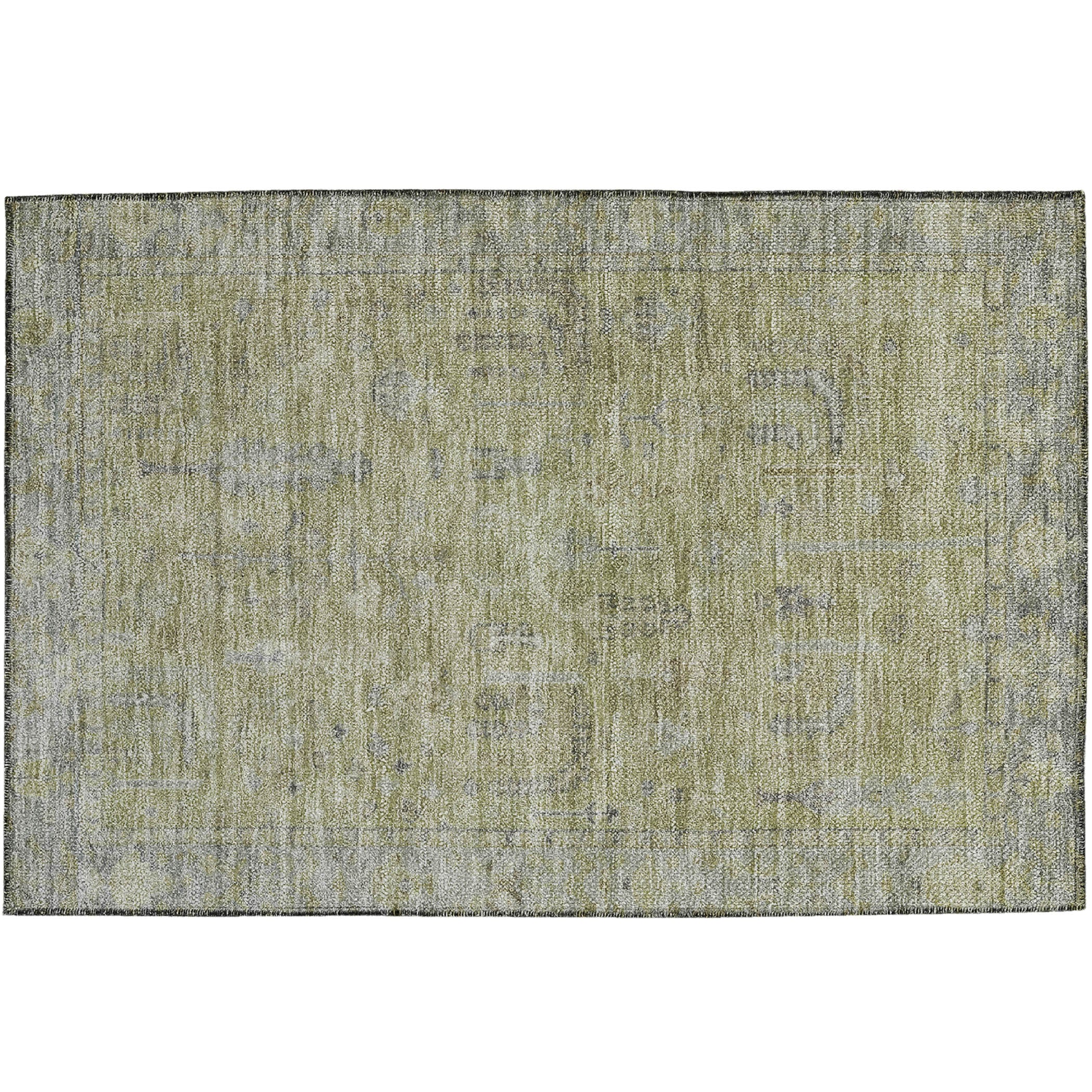 Luxury Washable Indoor/Outdoor traditional SL11 Aloe Green Rug 1'8" x 2'6" #shape_Rectangle
