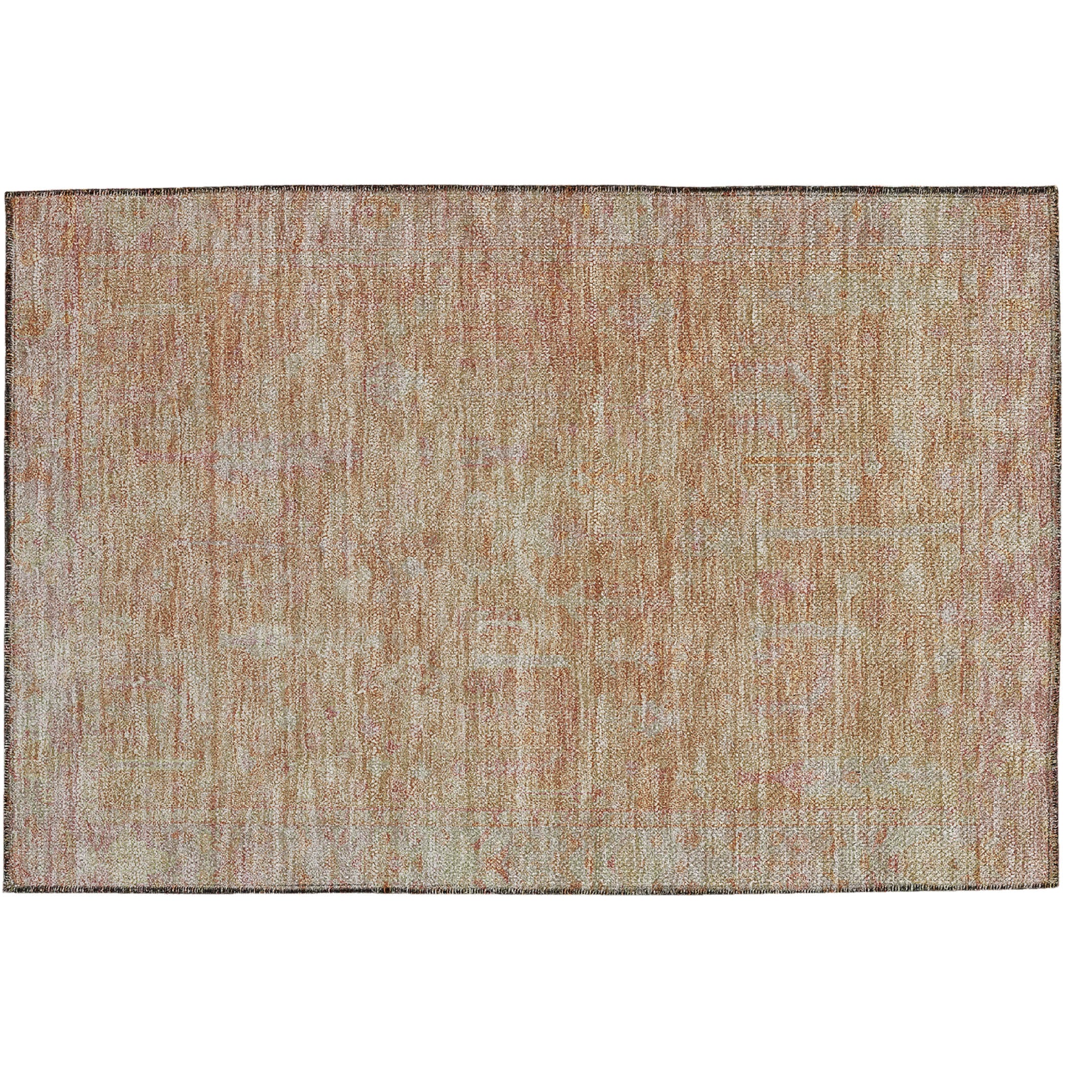 Luxury Washable Indoor/Outdoor traditional SL11 Coral Orange Rug 1'8" x 2'6" #shape_Rectangle